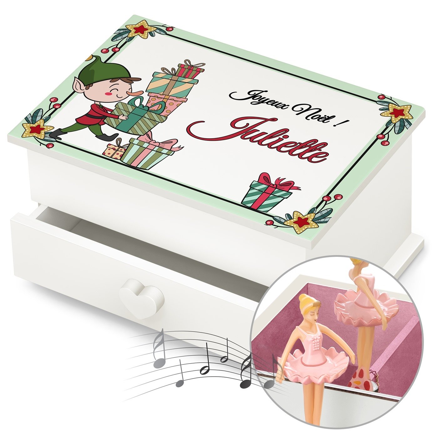 Murrano Music Jewelry Box - Personalized Drawer for Girls