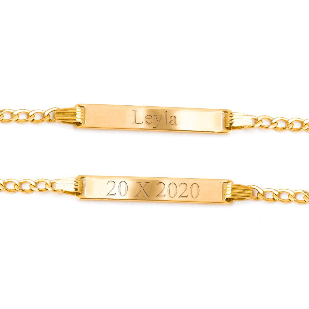 Bracelet en or 9 carats Murrano avec gravure pour petit garçon