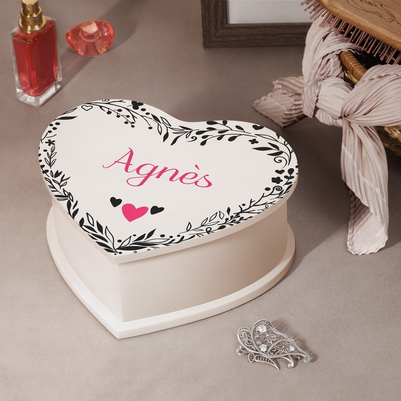 Murrano Heart-Shaped Personalized Jewelry Box