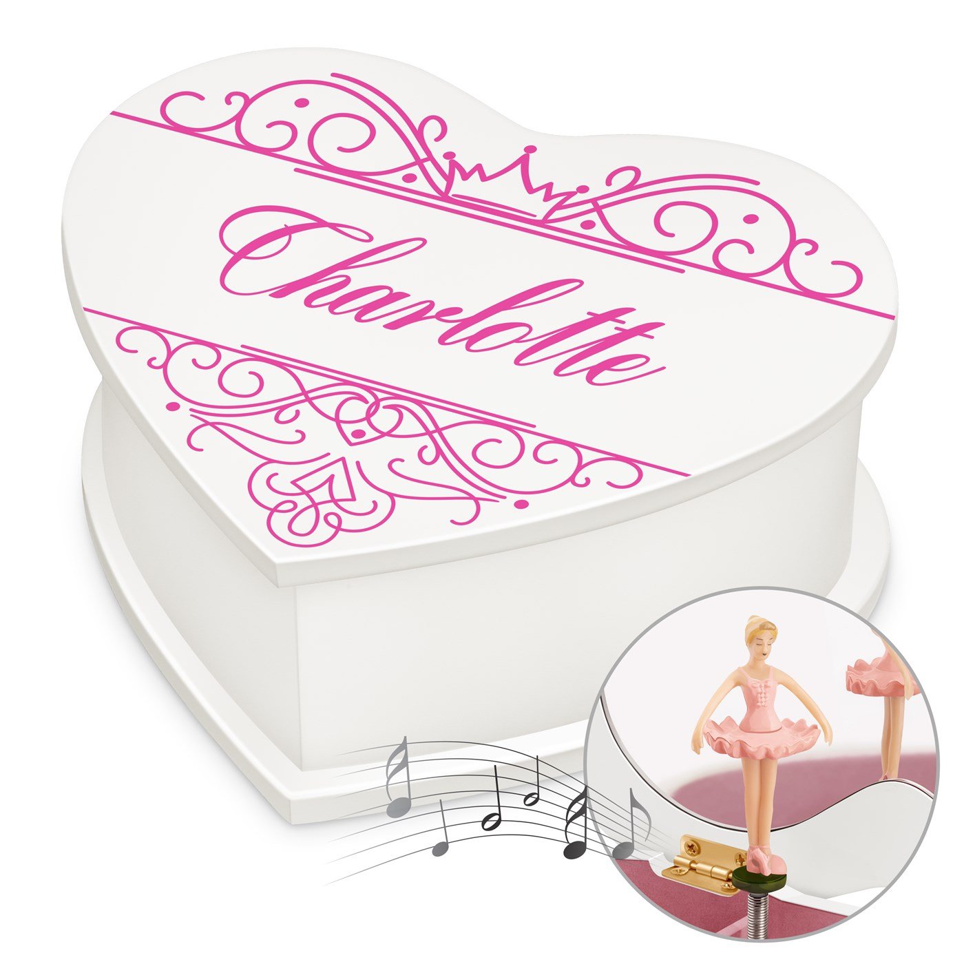 Murrano Heart-Shaped Musical Jewelry Box