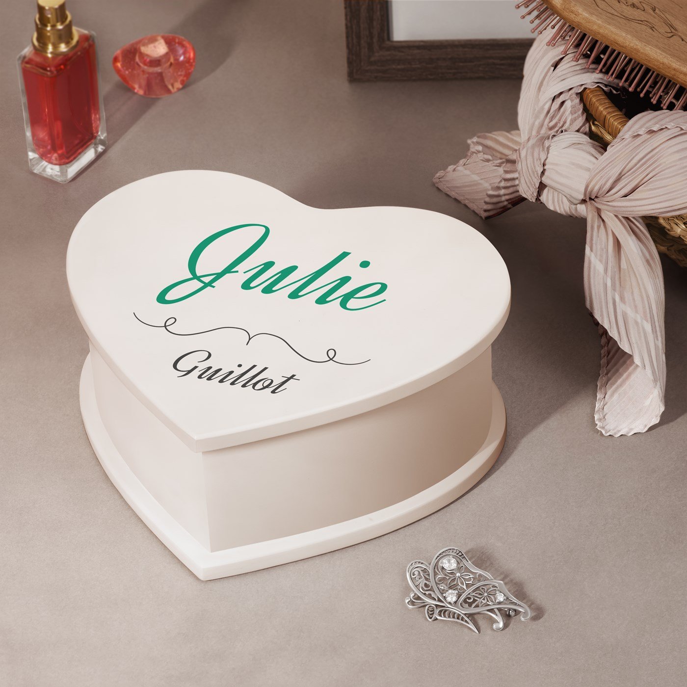 Murrano Heart Shaped Personalized Jewelry Box