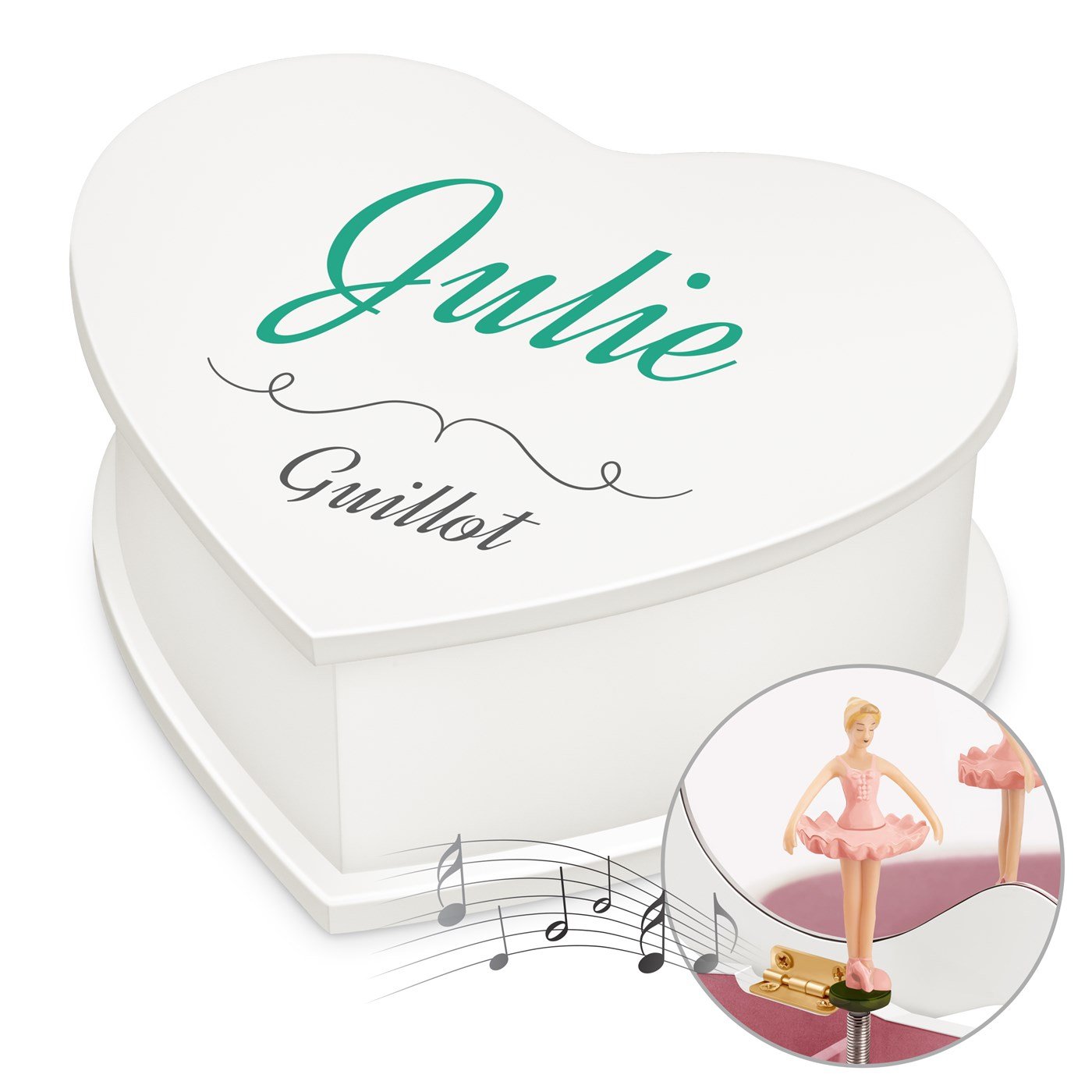 Caja de joyas personalizada en forma de corazón Murrano
