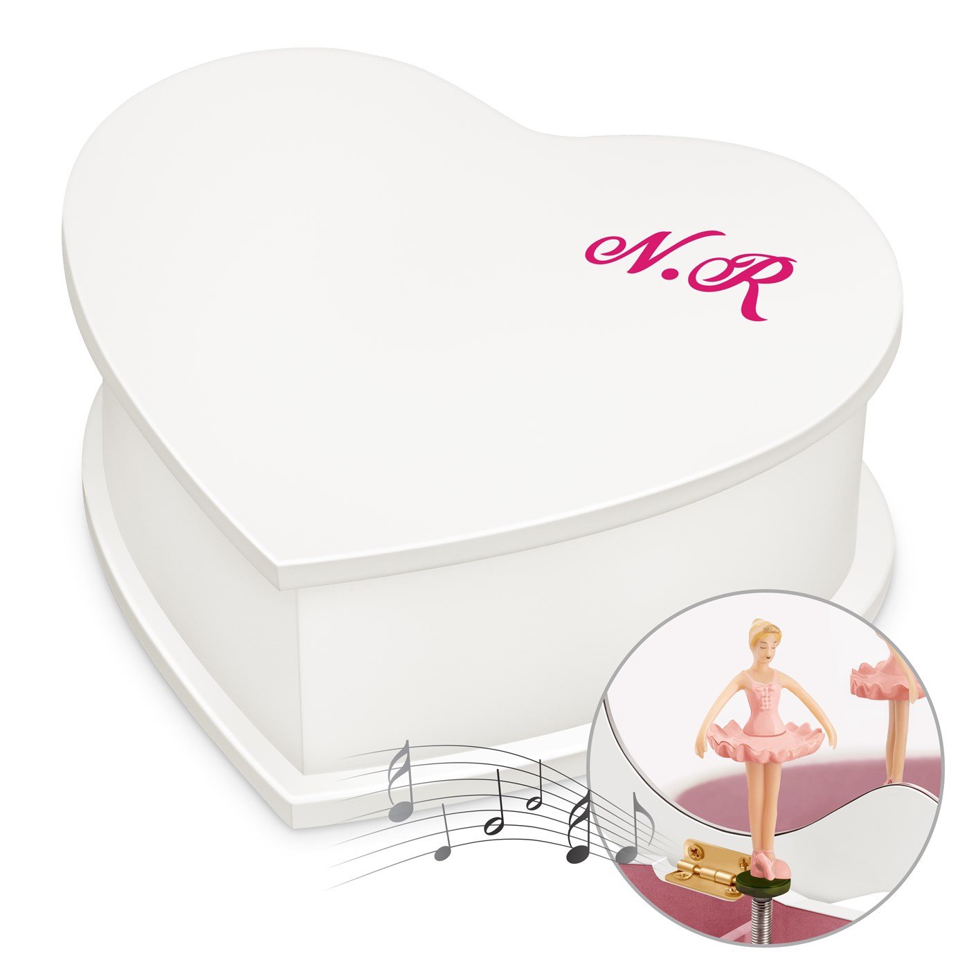 Caja de joyas personalizada en forma de corazón Murrano