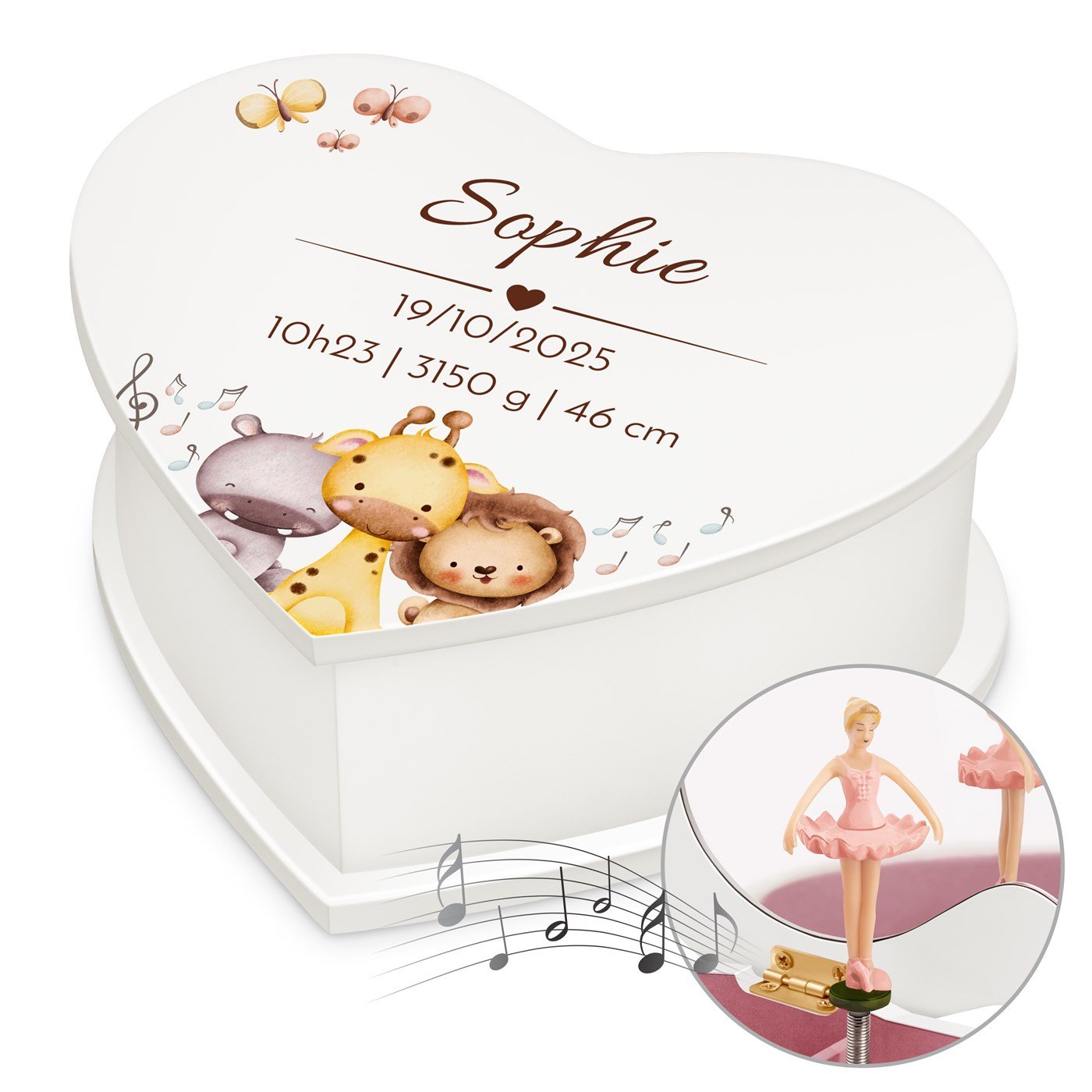 Caja de joyas personalizada en forma de corazón Murrano