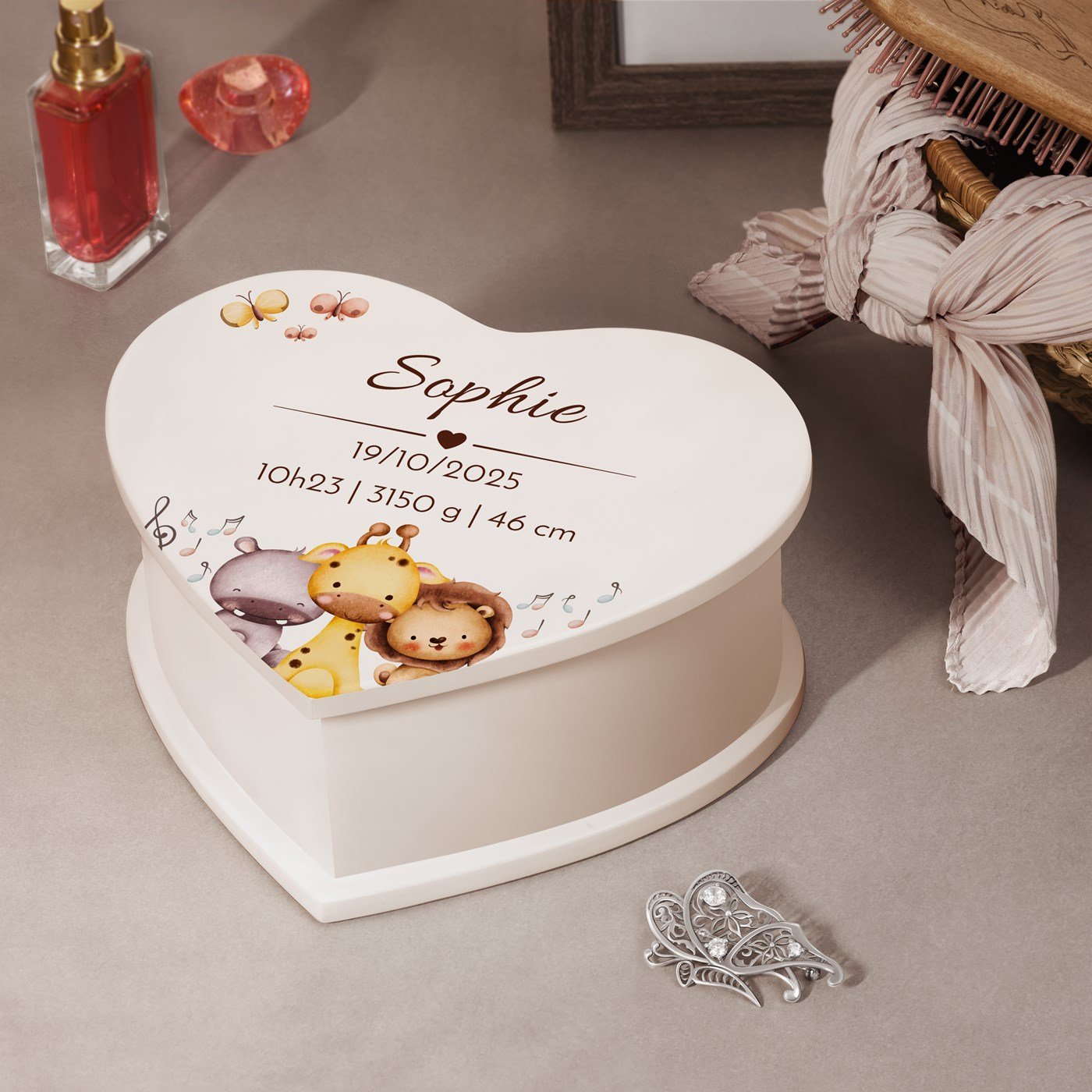 Murrano Personalized Heart-Shaped Jewelry Box
