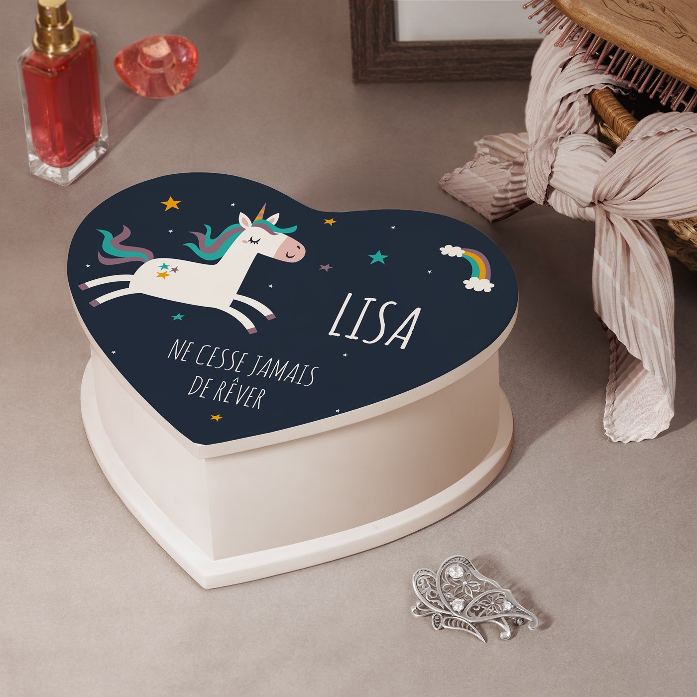 Murrano Personalized Heart-Shaped Jewelry Box
