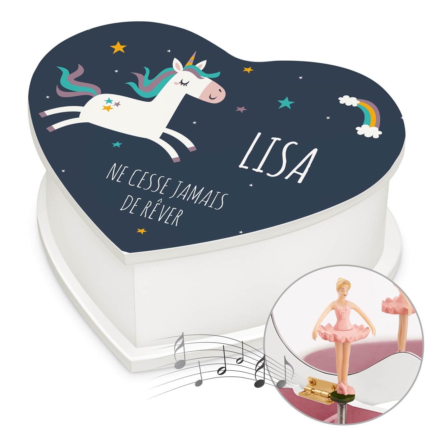 Caja de joyas personalizada en forma de corazón Murrano