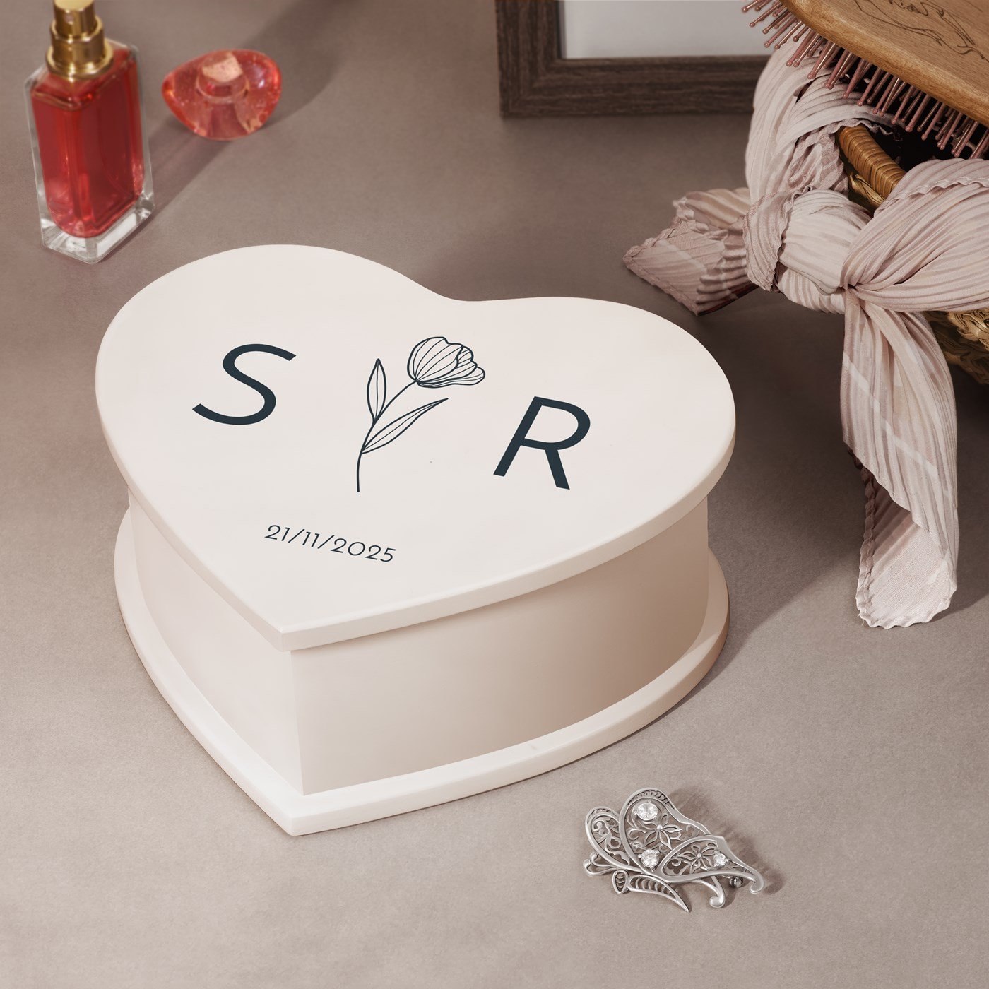 Caja musical de joyas en forma de corazón de Murrano