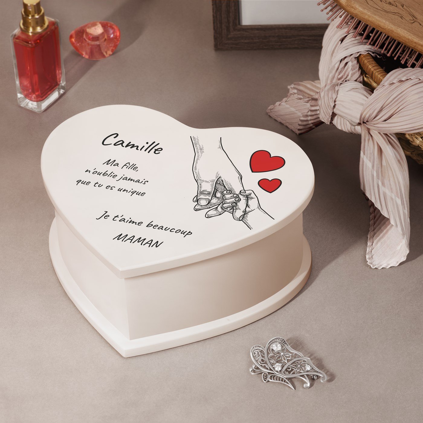 Caja musical en forma de corazón personalizada de Murrano para el cumpleaños de una niña única