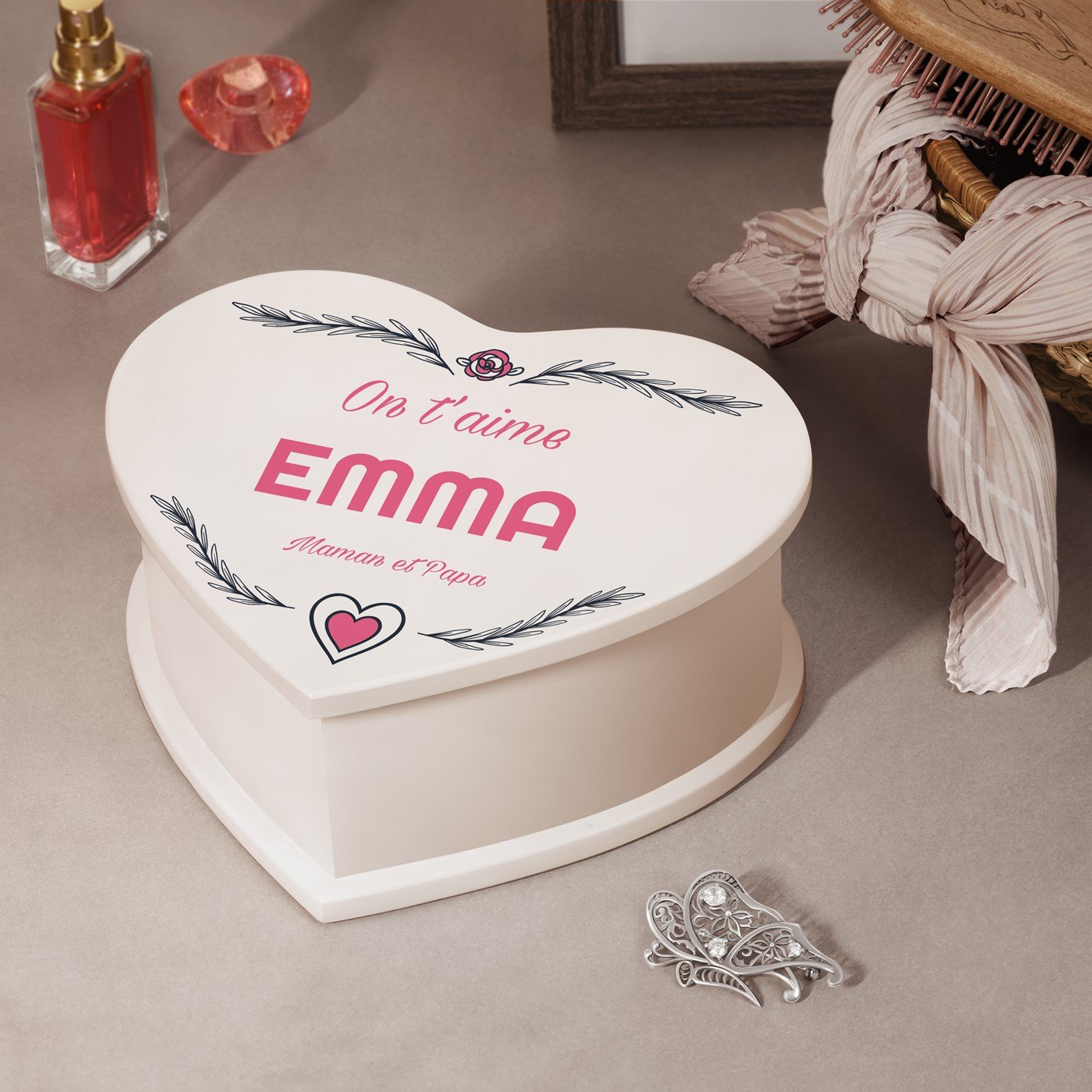 Murrano Heart-Shaped Personalized Jewelry Box