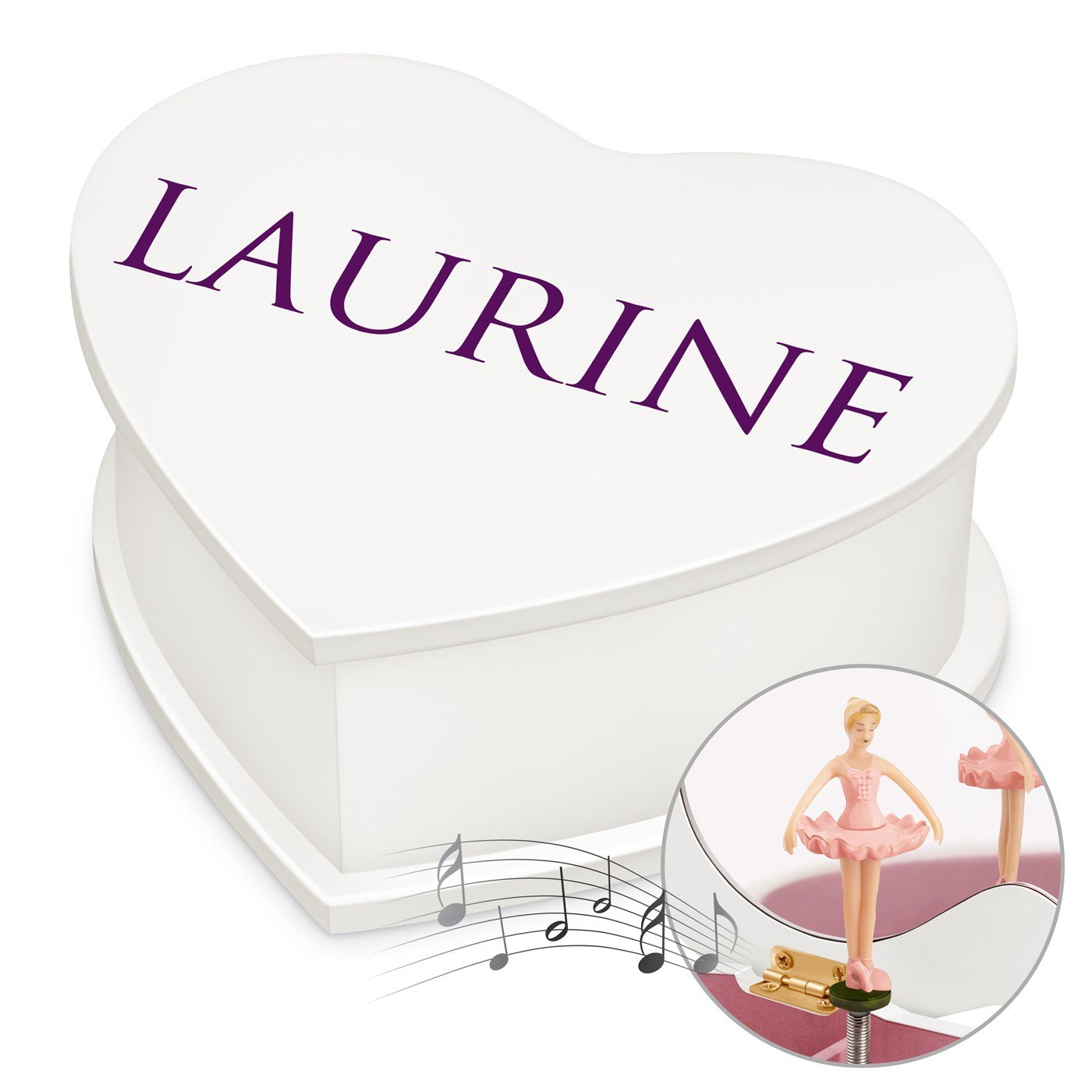 Caja musical de joyería en forma de corazón Murrano