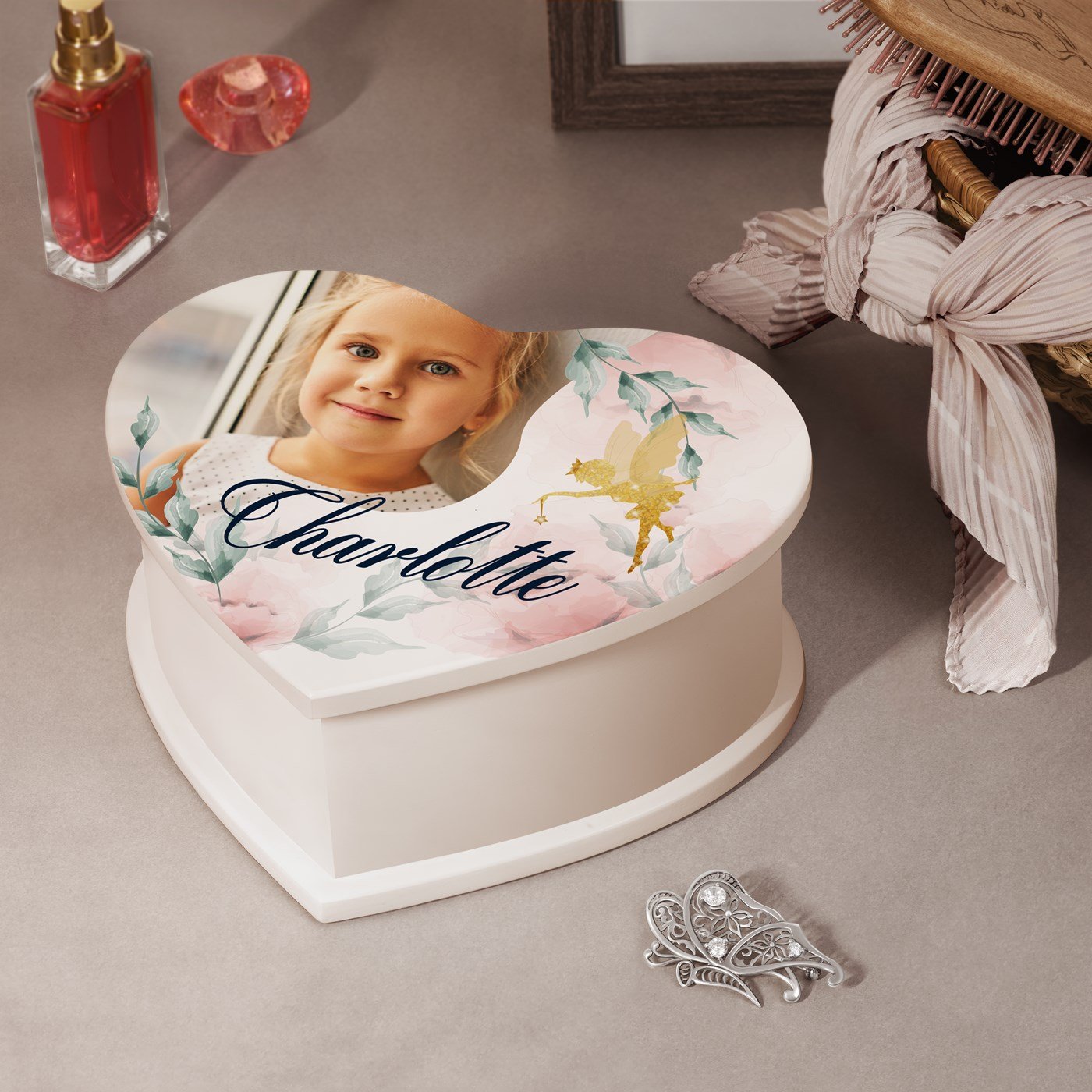 Caja musical de joyas en forma de corazón Murrano