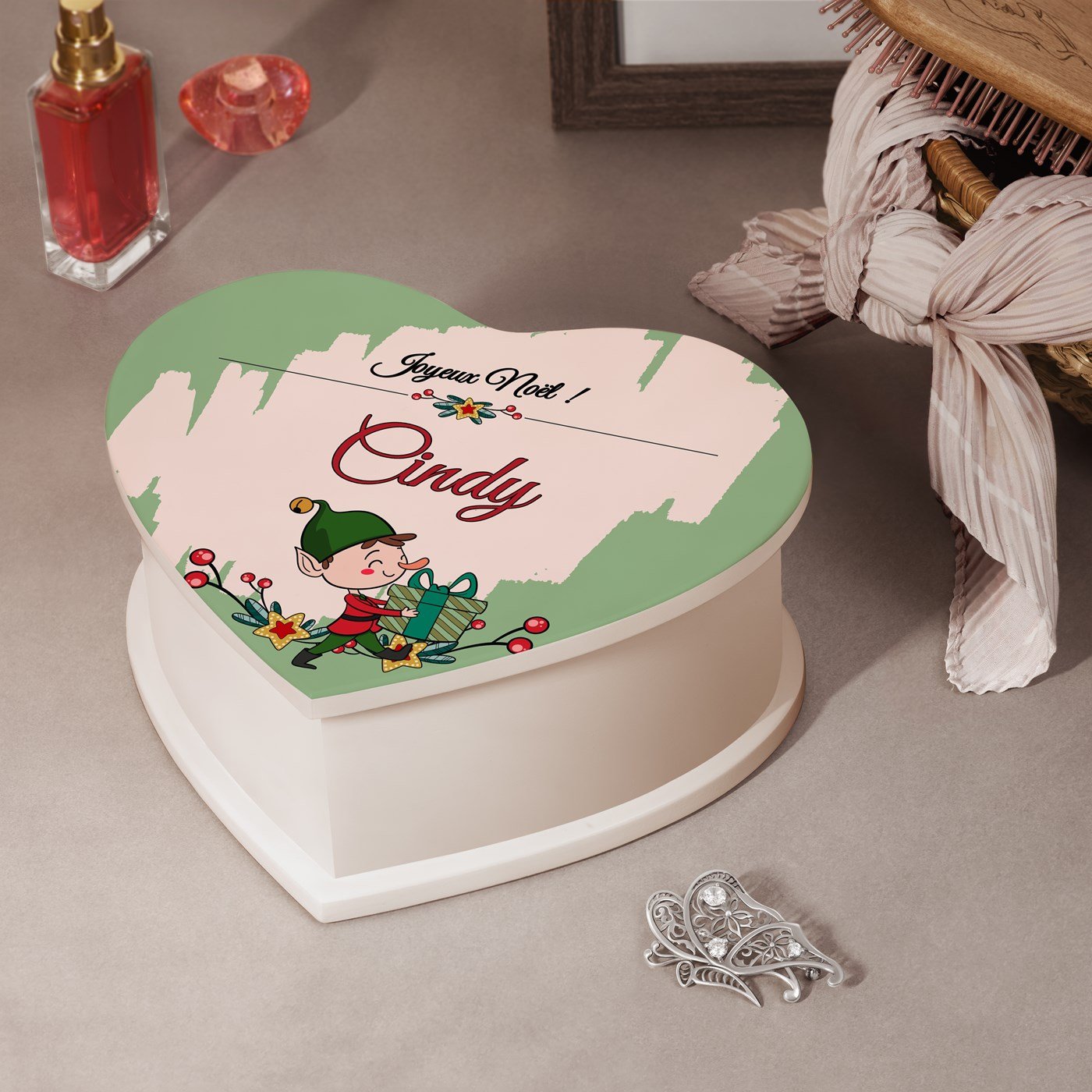 Caja musical de joyas en forma de corazón Murrano - Regalo de Navidad para hermana