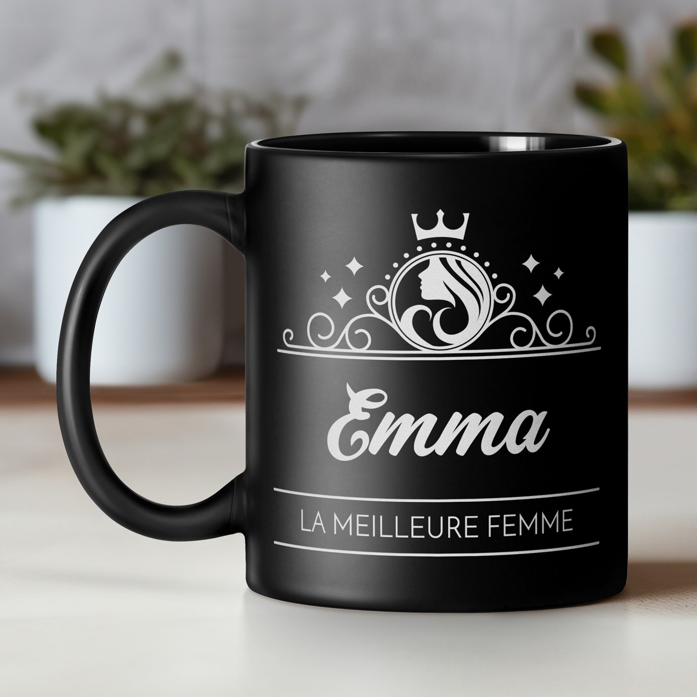 Murrano Black Ceramic Mug with Personalization for International Women's Day