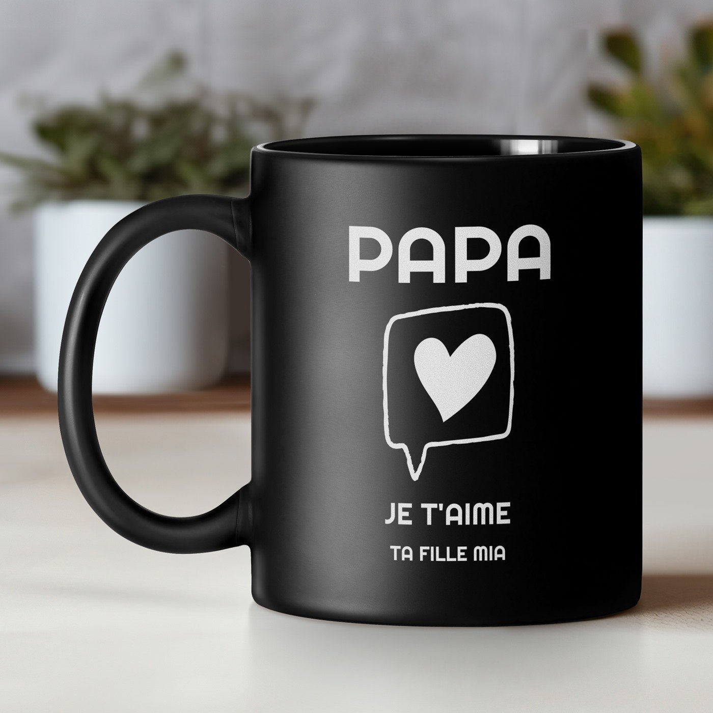 Mug de cerámica negra personalizado Murrano para el Día del Padre