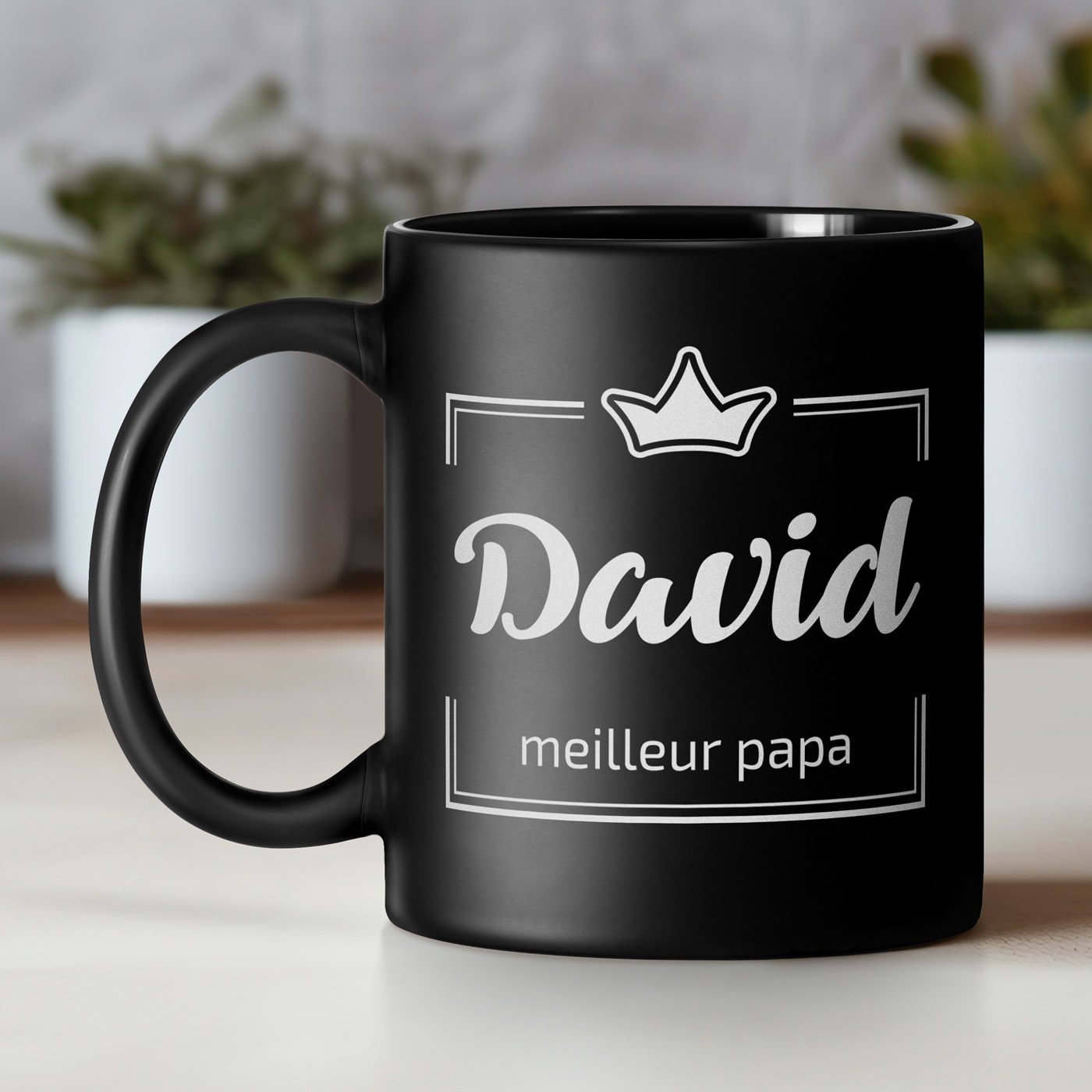 Taza de cerámica negra Murrano con personalización para el mejor papá, Día del Padre
