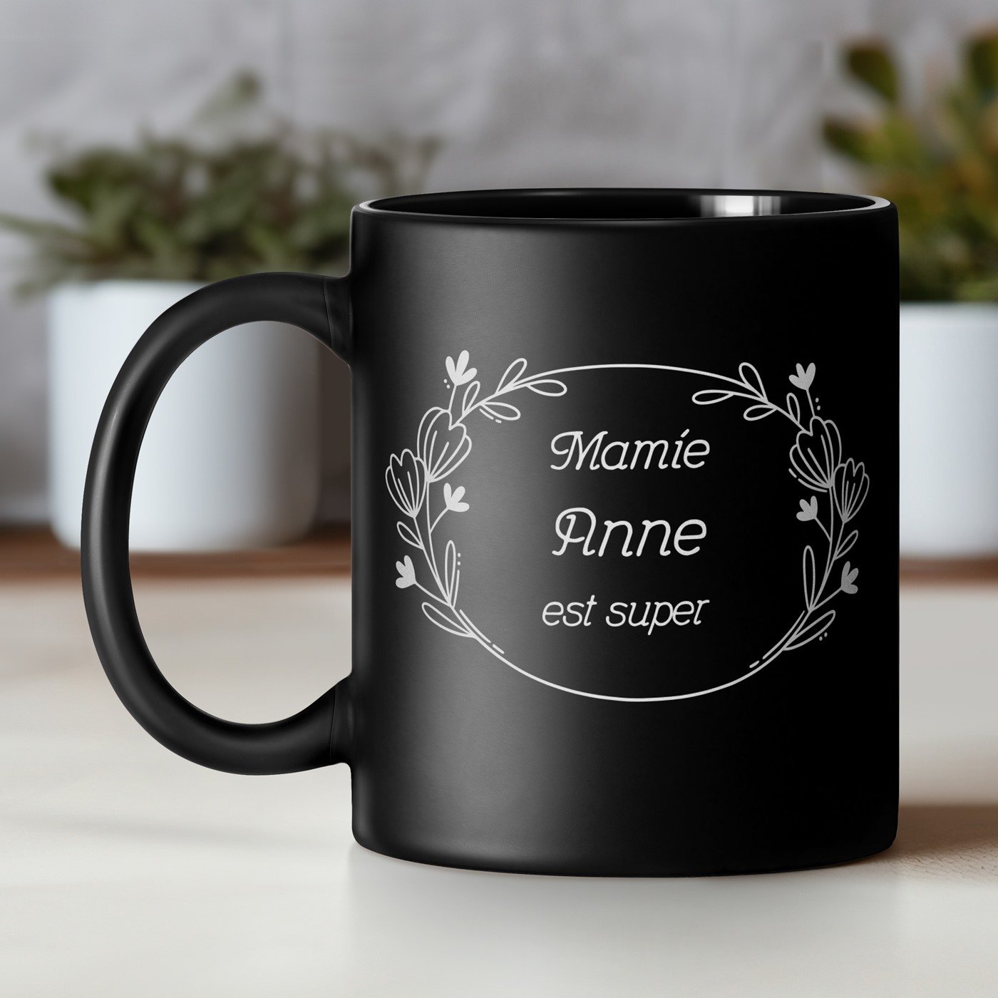 Murrano Black Ceramic Personalized Mug for Grandmother's Day