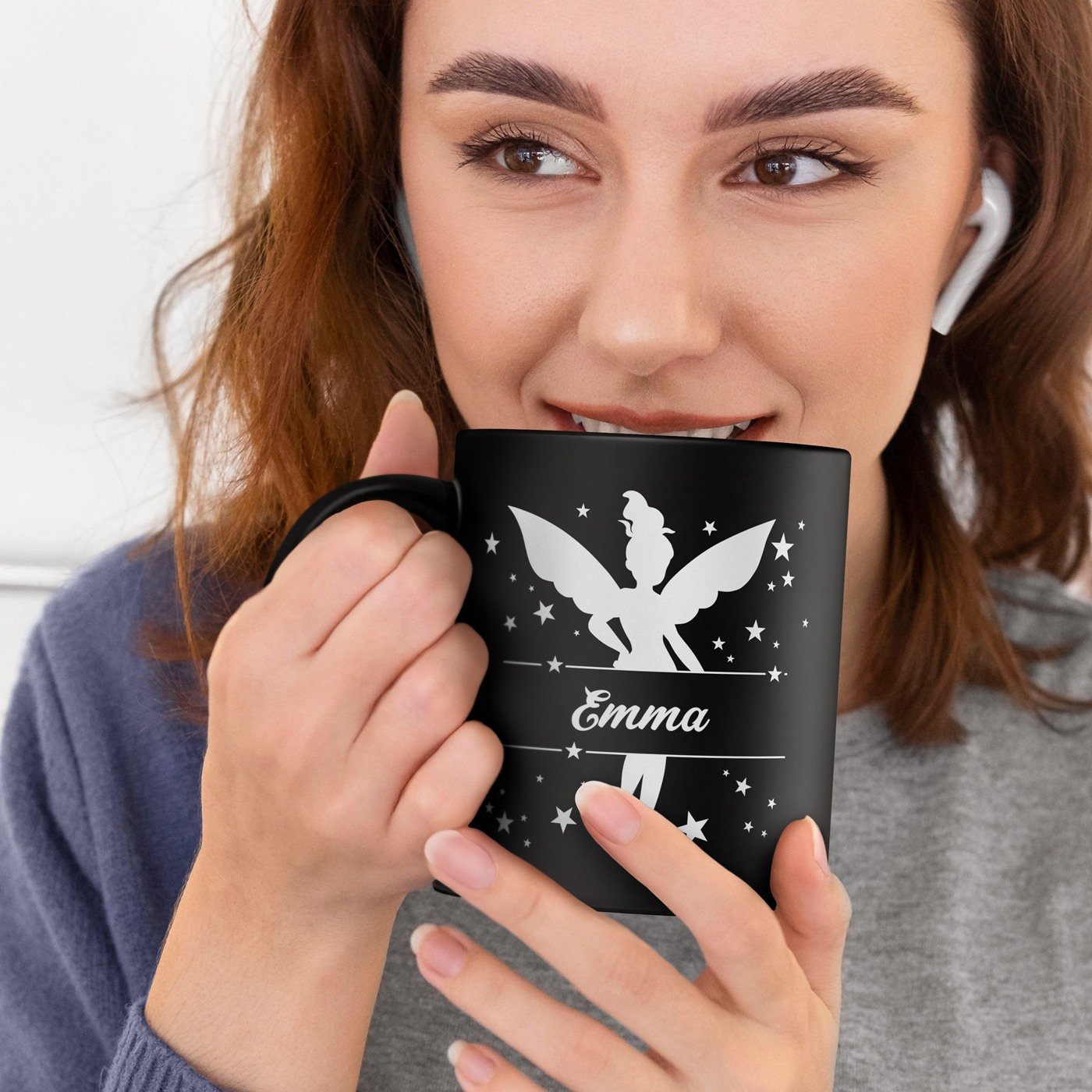 Murrano Black Ceramic Cup with Personalization for Granddaughter's Birthday