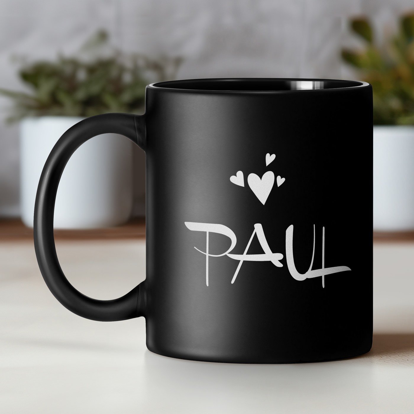 Personalized Black Ceramic Mug for Saint Valentine's Day