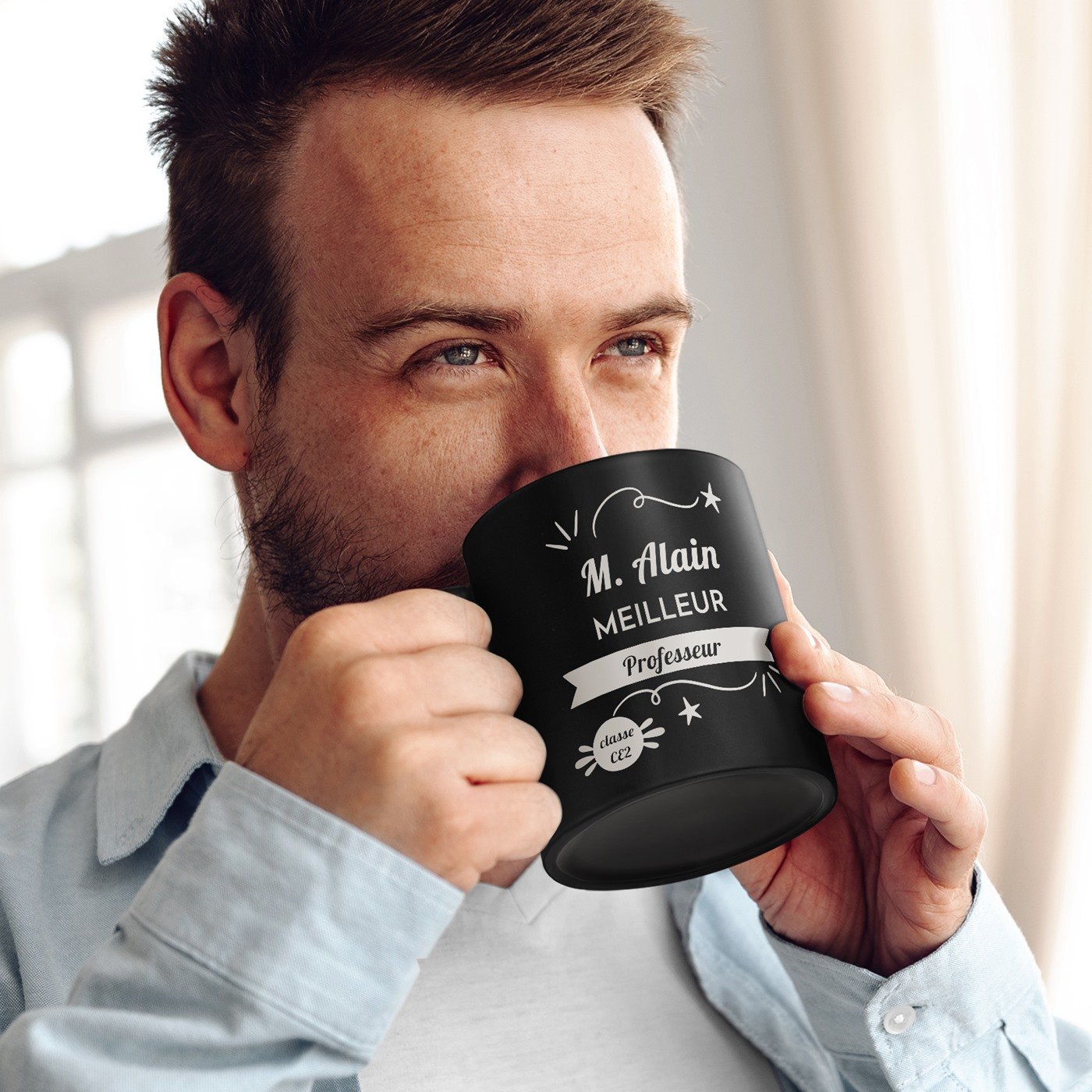 Murrano Black Ceramic Mug with Personalization for Best Teacher