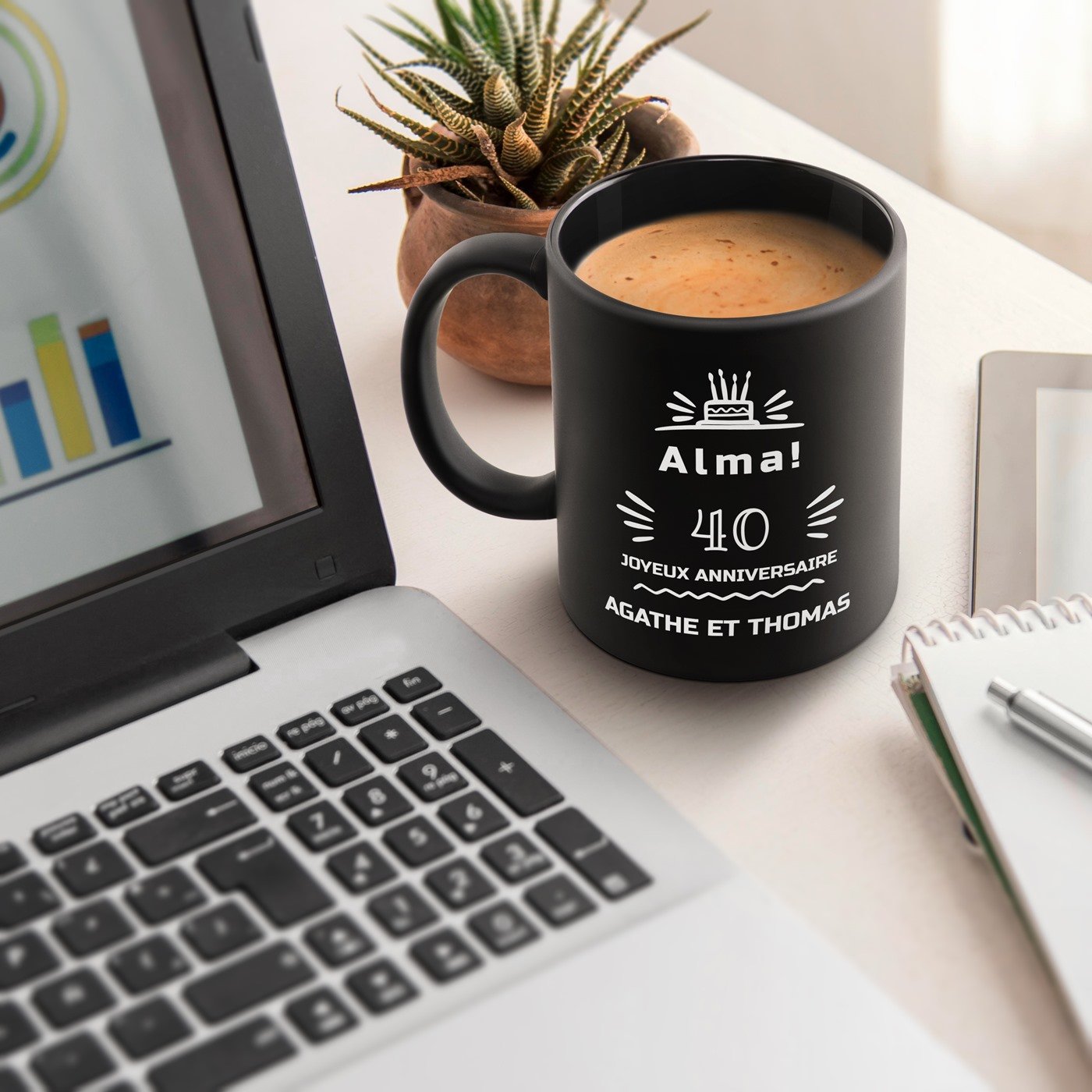 Taza de cerámica Murrano personalizada para su 40º aniversario