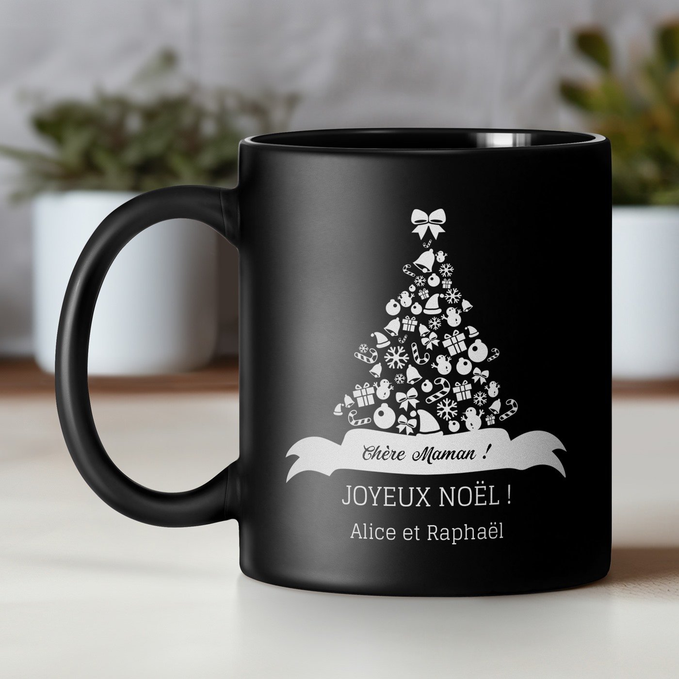 Taza de cerámica negra personalizada de Murrano para mamá, el regalo perfecto para el Día de la Madre