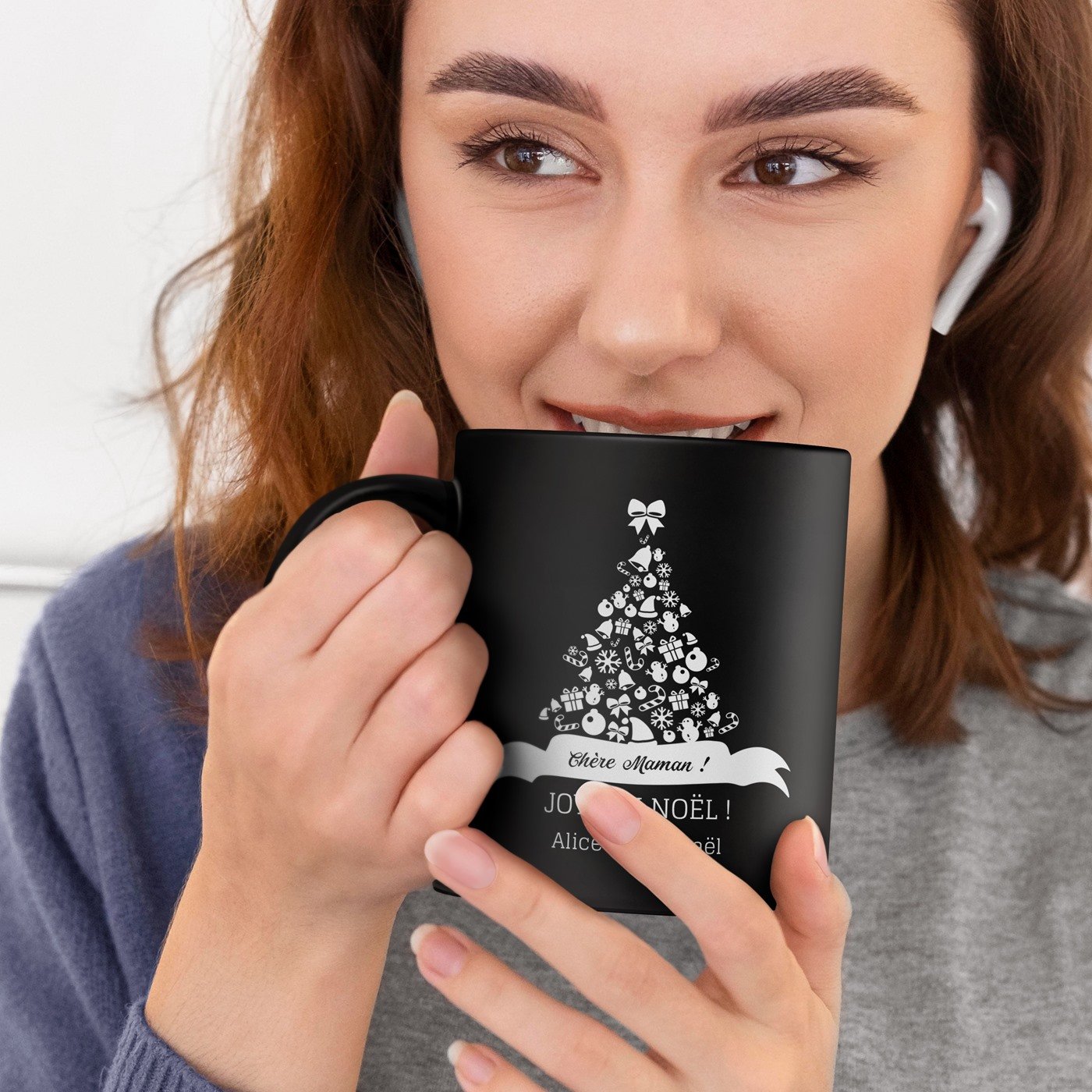Taza de cerámica negra personalizada de Murrano para mamá, el regalo perfecto para el Día de la Madre