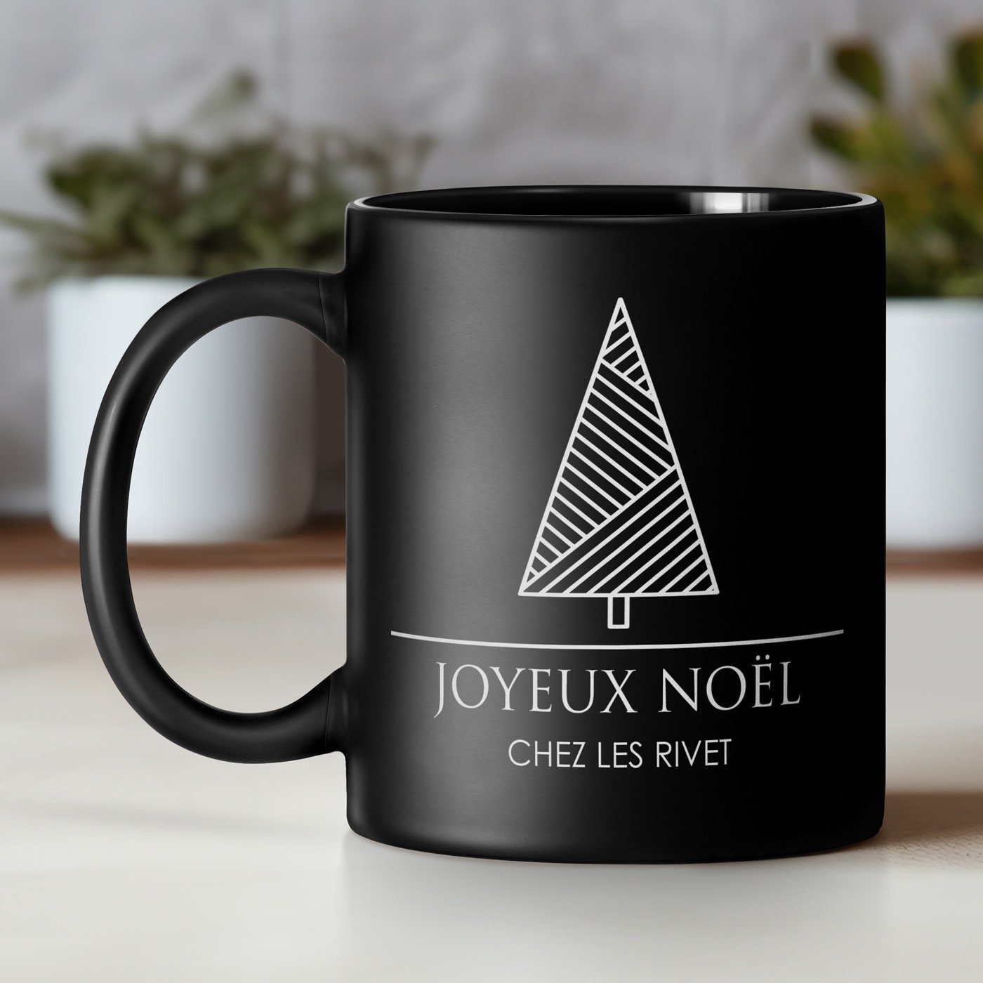 Taza de cerámica Murrano personalizada para pareja - Negra