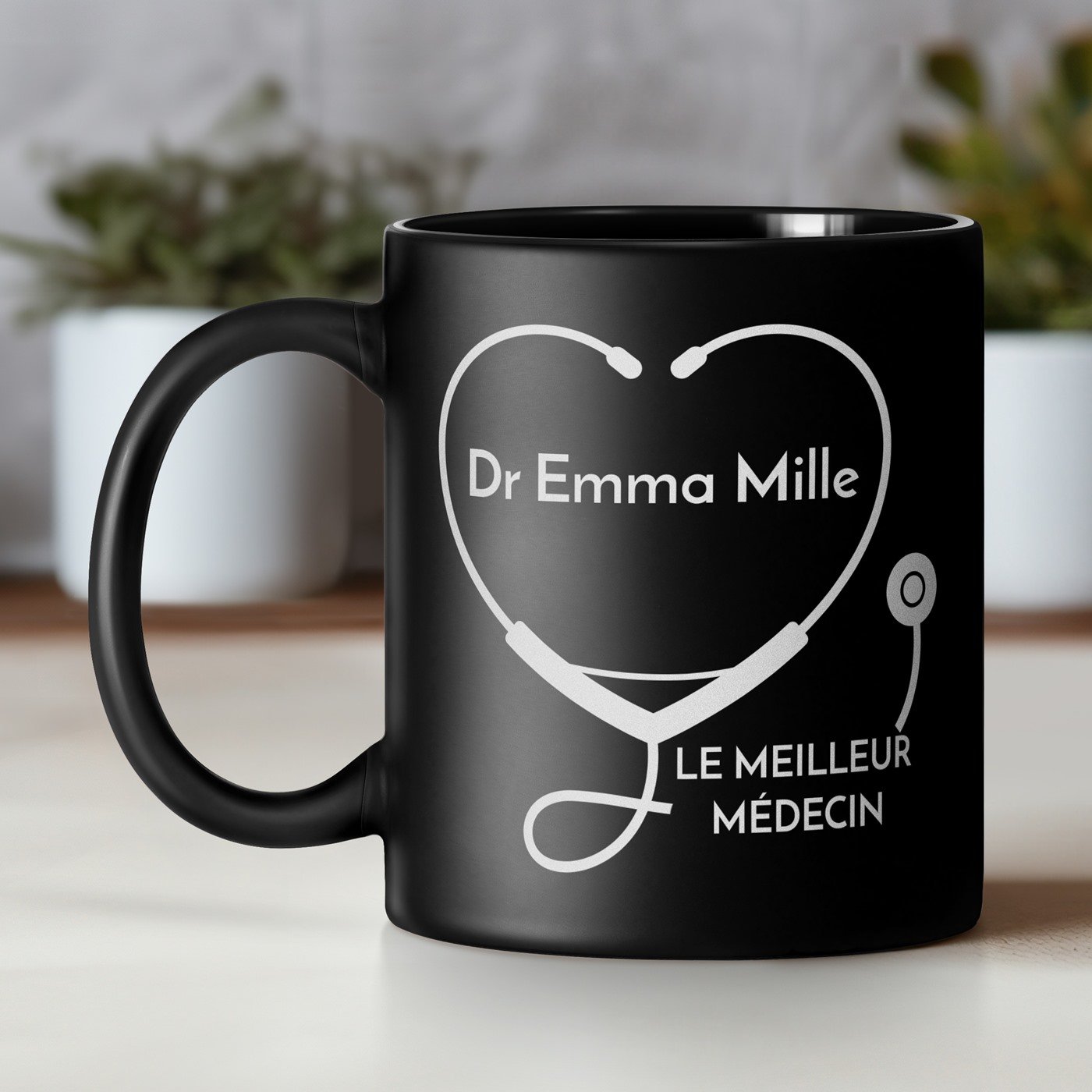 Mug de cerámica Murrano personalizado para mujer doctora