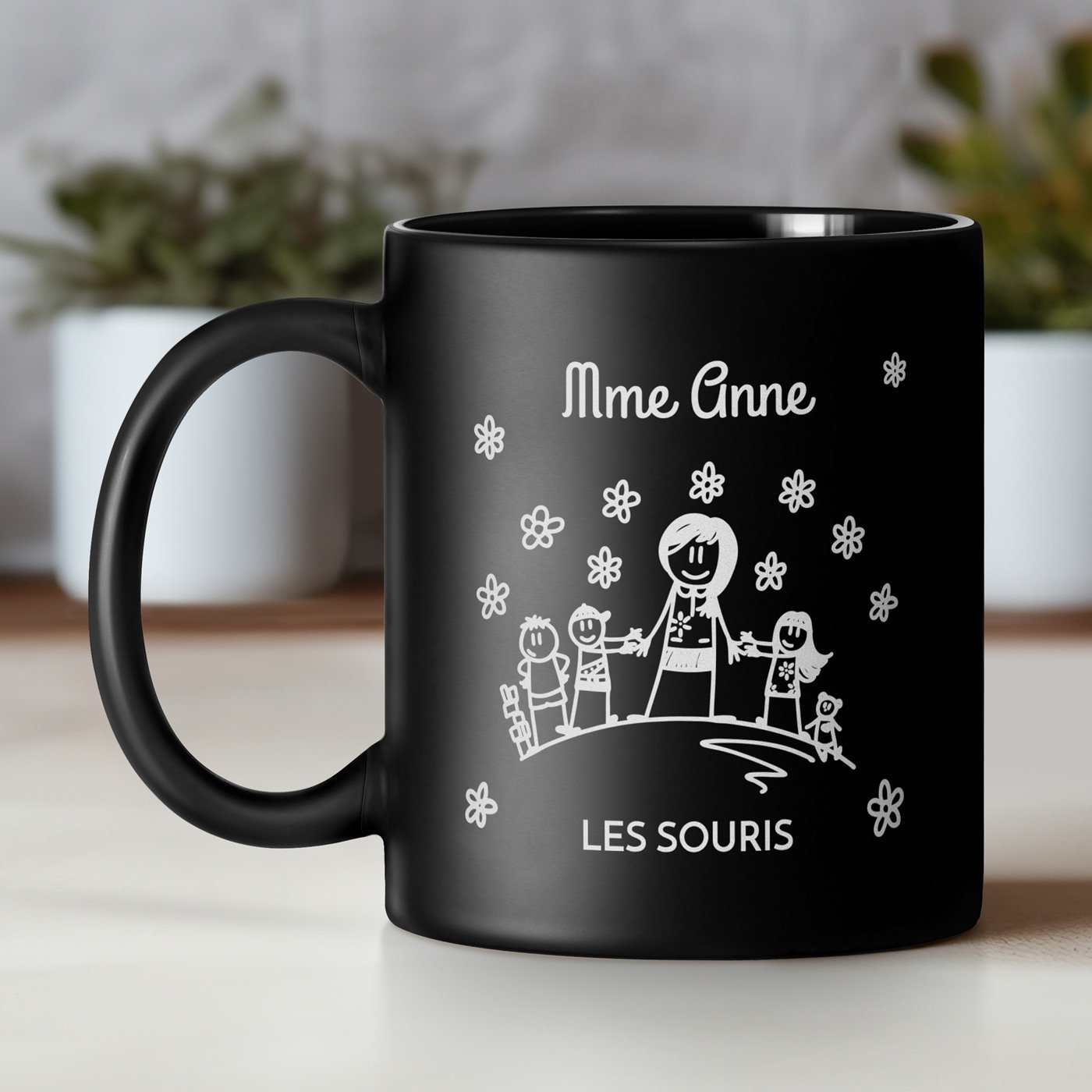 Mug de cerámica Murrano personalizado para maestra mujer