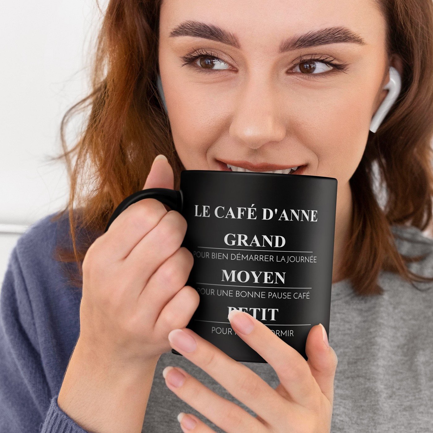 Murrano Ceramic Black Cup with Personalization for Coffee Maniac Women