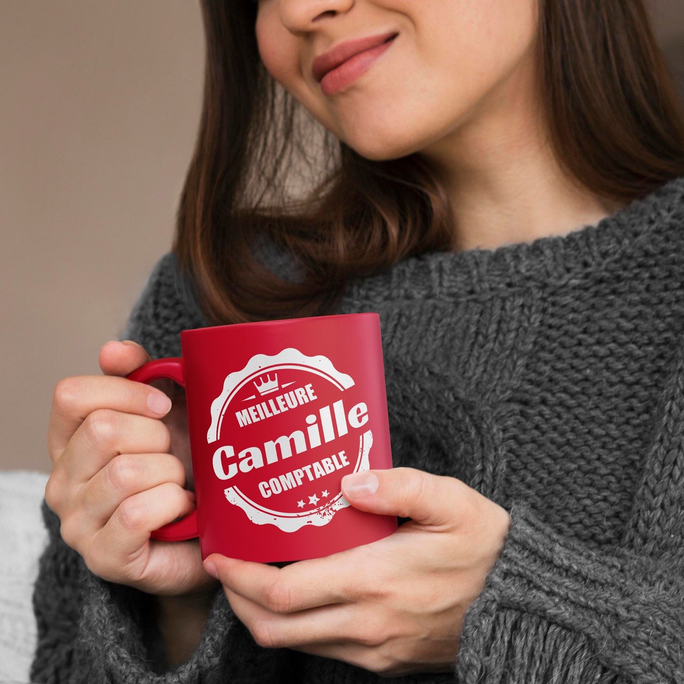 Mug de cerámica Murrano con base blanca y personalización para el aniversario de una contadora