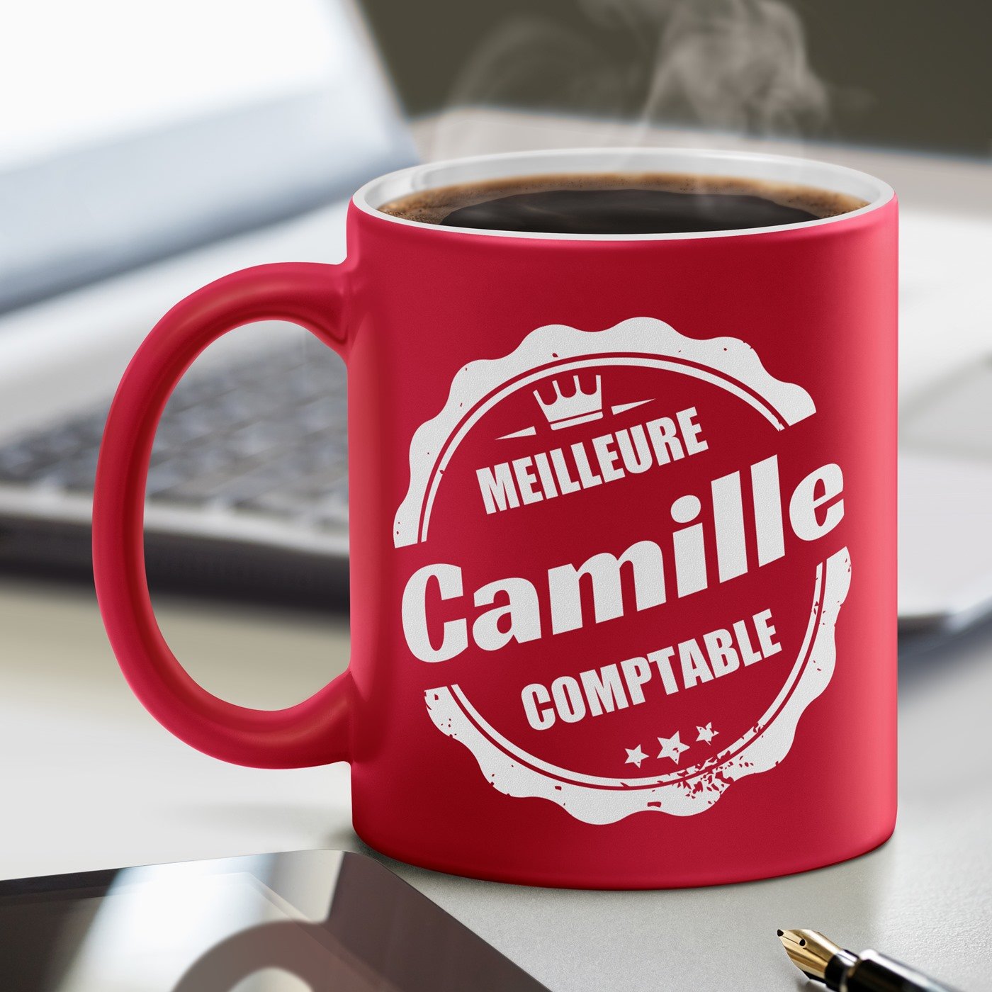 Mug de cerámica Murrano con base blanca y personalización para el aniversario de una contadora