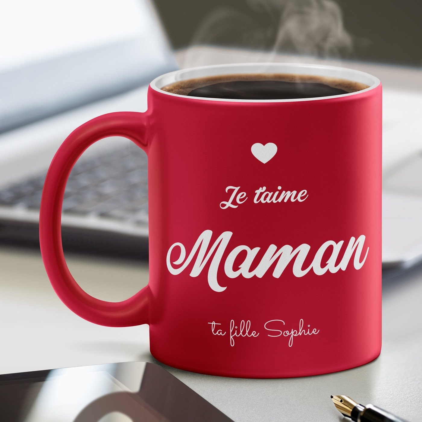 Taza de cerámica Murrano con base blanca y personalización para mamá