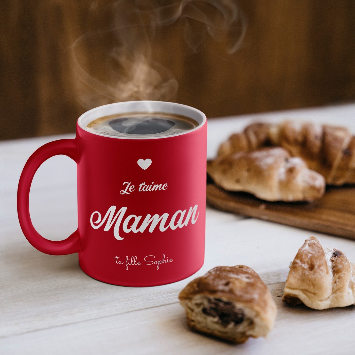 Taza de cerámica Murrano con base blanca y personalización para mamá