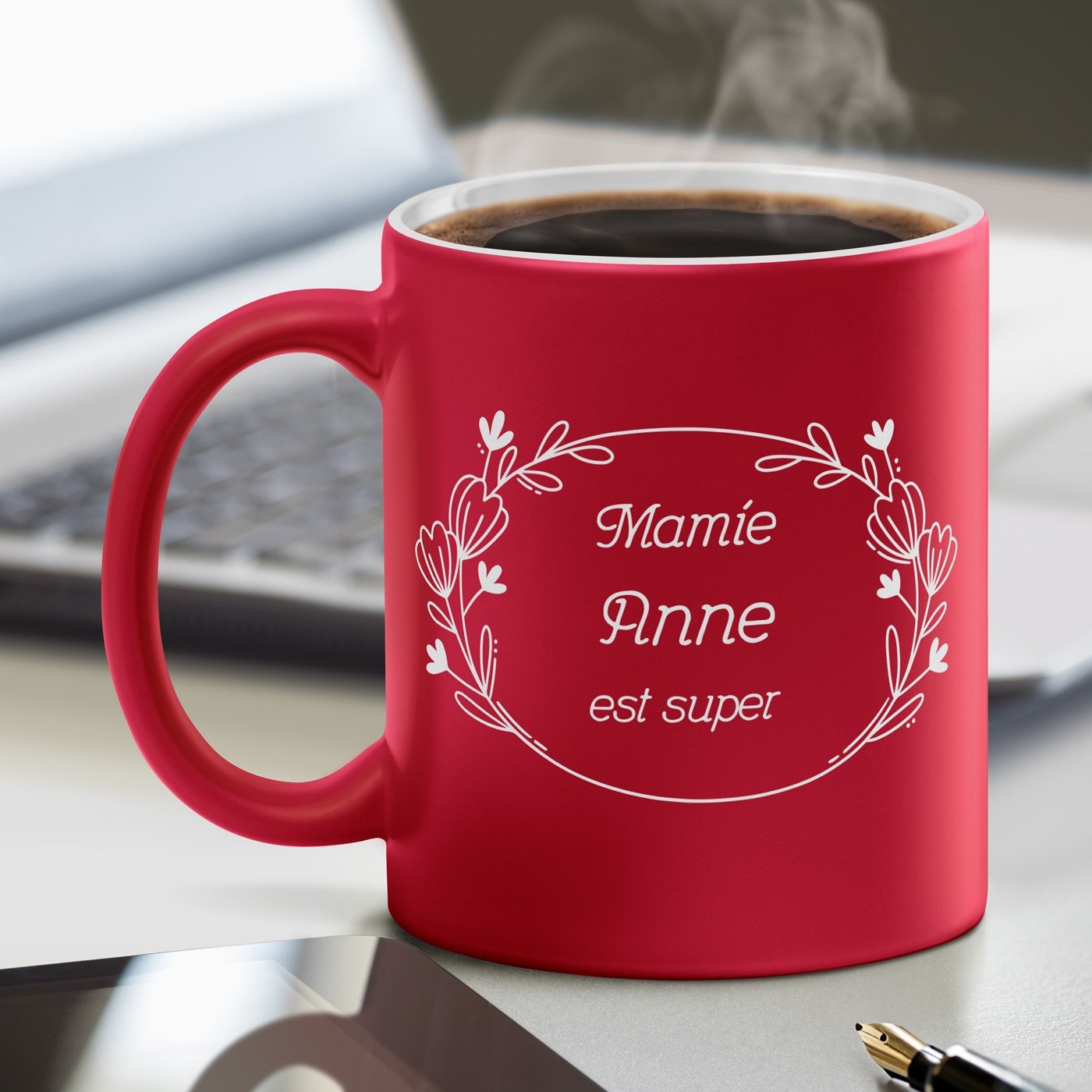 Mug de cerámica Murrano con base blanca y personalización para Abuela