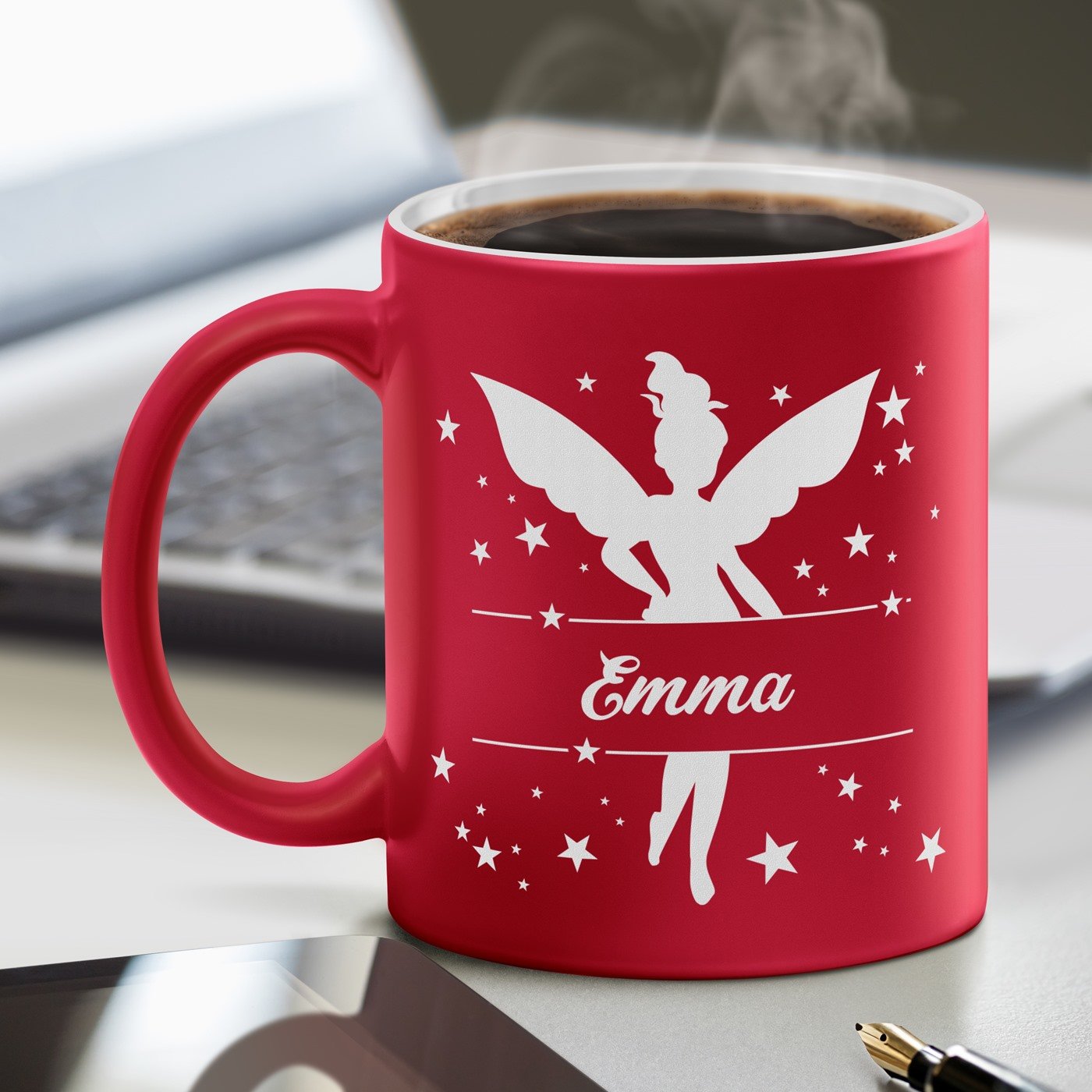Mug de cerámica Murrano - Rojo con base blanca, personalizado para el cumpleaños del niño