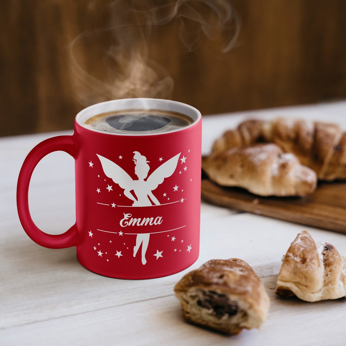 Mug de cerámica Murrano - Rojo con base blanca, personalizado para el cumpleaños del niño