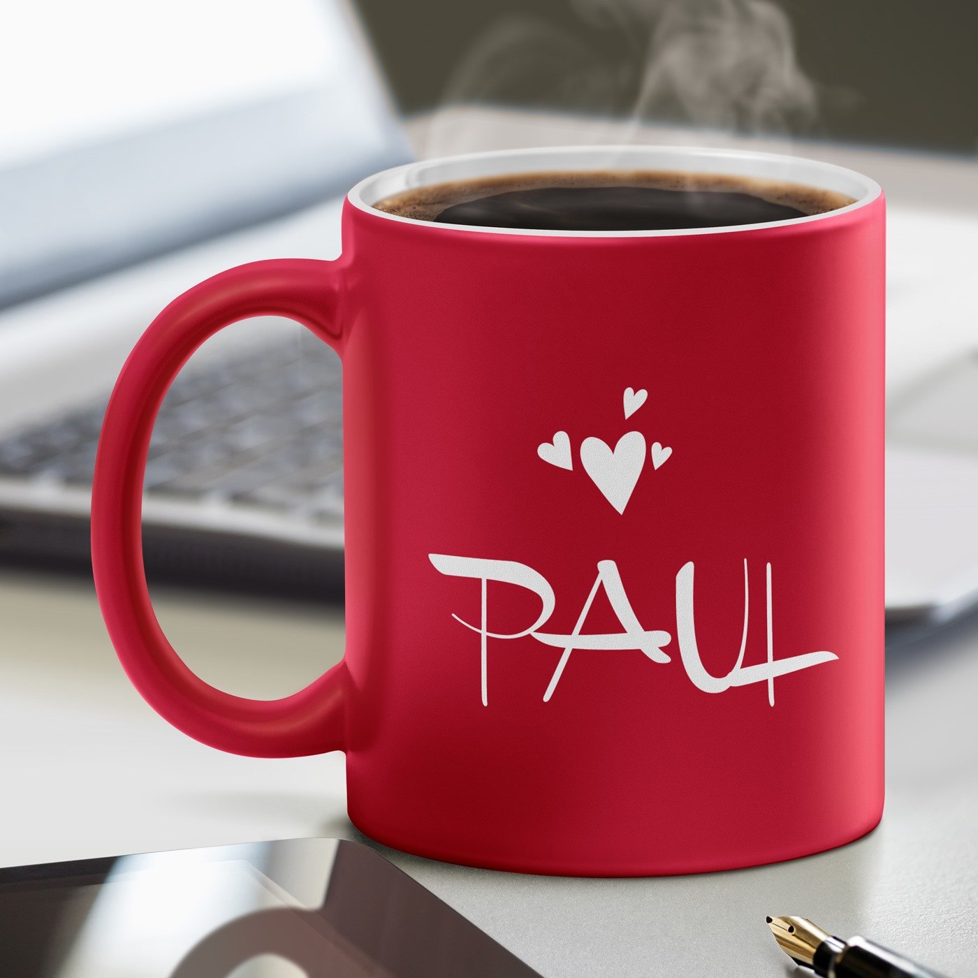 Mug de cerámica Murrano con base blanca y roja personalizada para novio, esposo o prometido en el Día de San Valentín