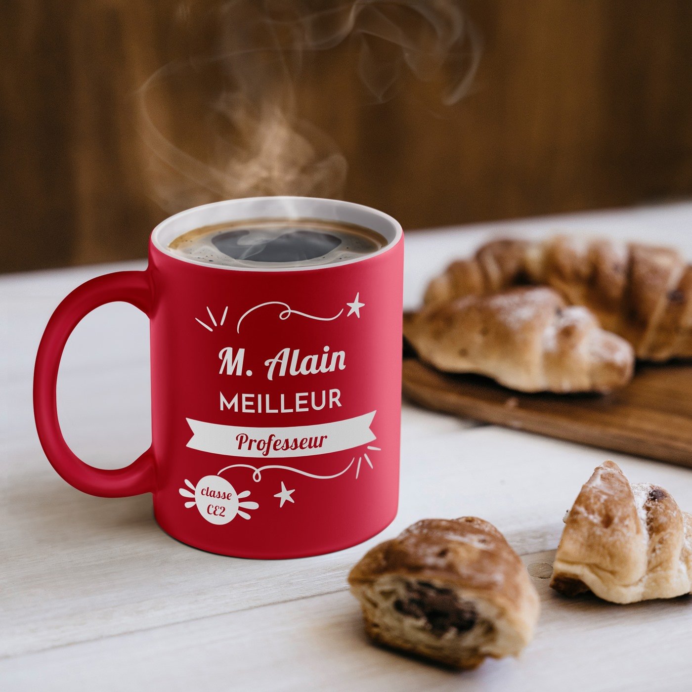 Mug de cerámica Murrano con base blanca y personalización - Regalo para profesor