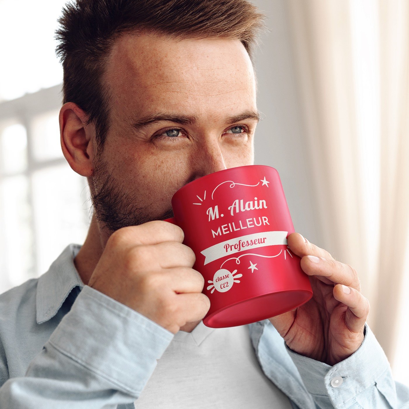 Mug de cerámica Murrano con base blanca y personalización - Regalo para profesor