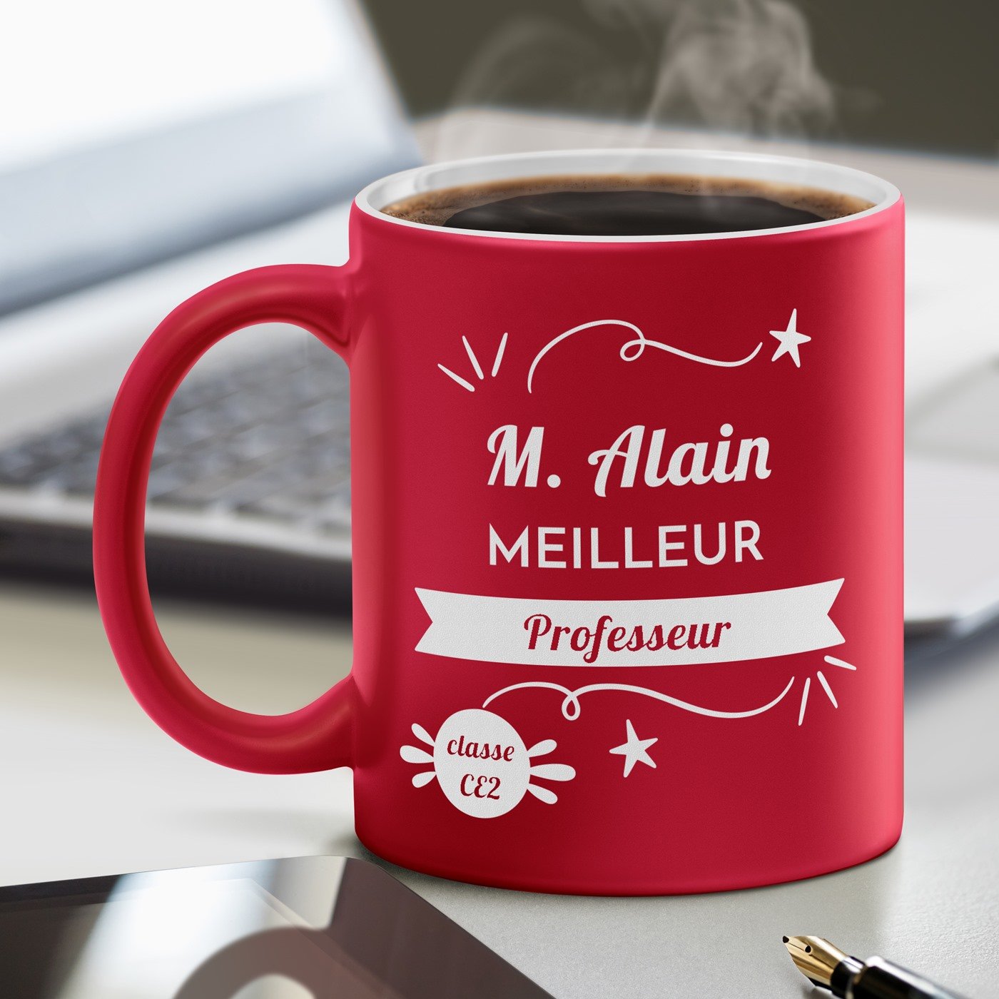 Mug de cerámica Murrano con base blanca y personalización - Regalo para profesor