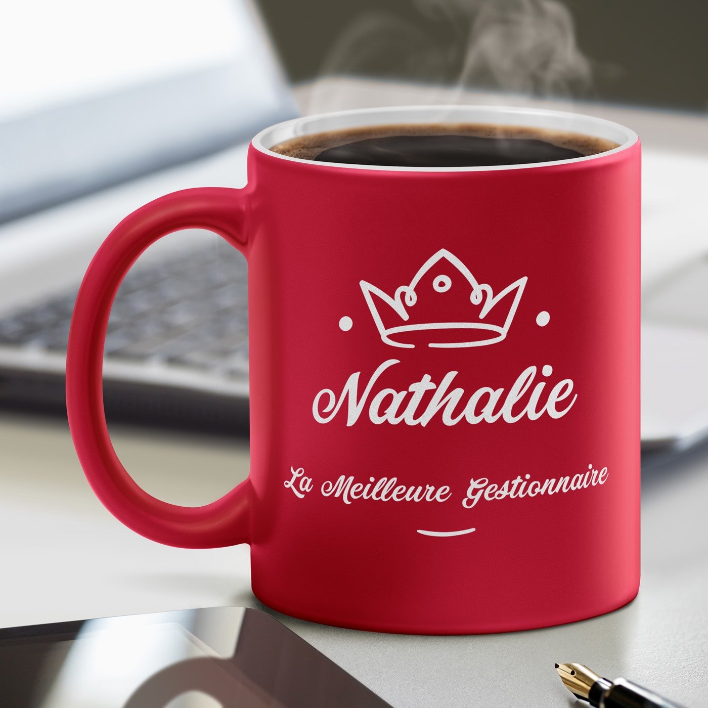 Murrano Ceramic Mug with White Base and Personalization for Work Promotion