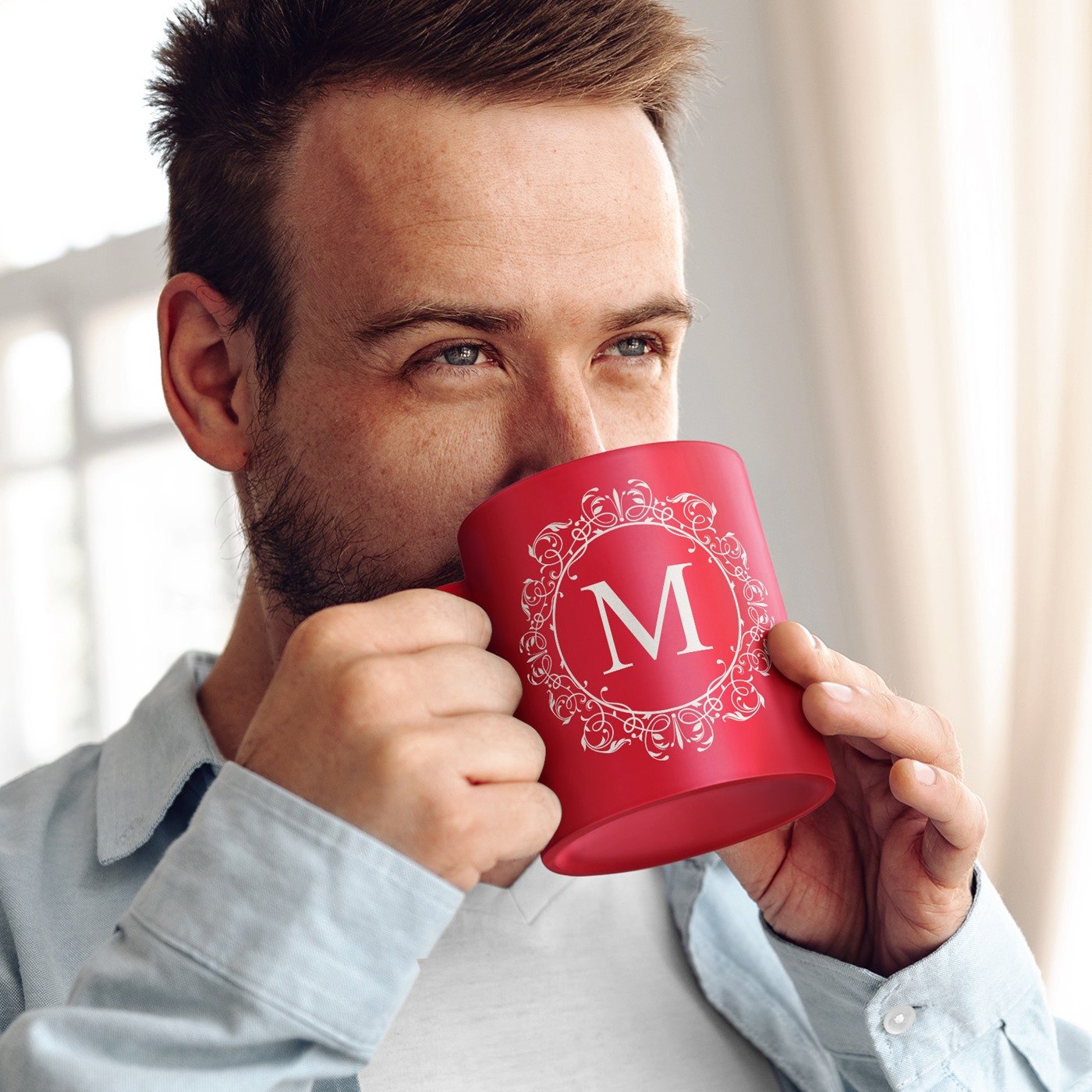 Taza de cerámica Murrano con base blanca y roja personalizada para aniversario de boda
