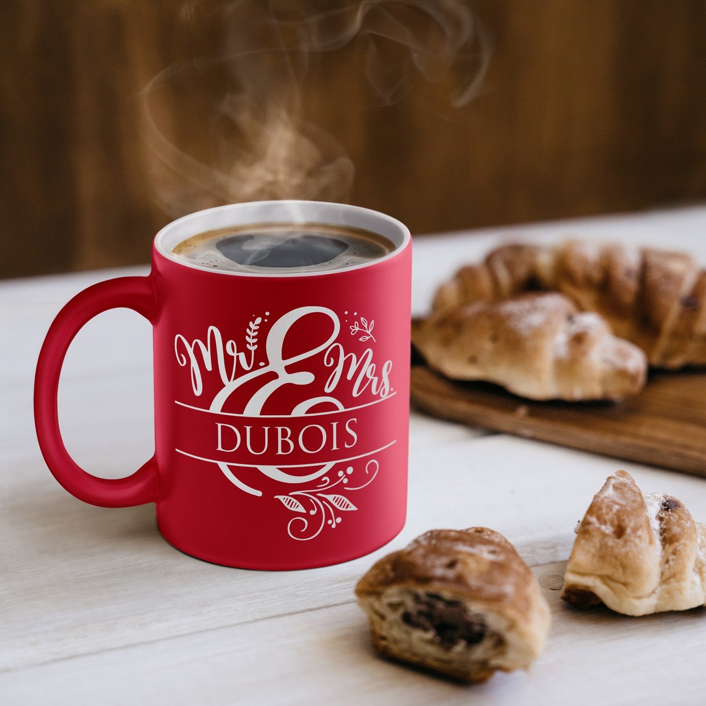 Murrano Red Ceramic Mug with White Base for Couple's Anniversary or Wedding