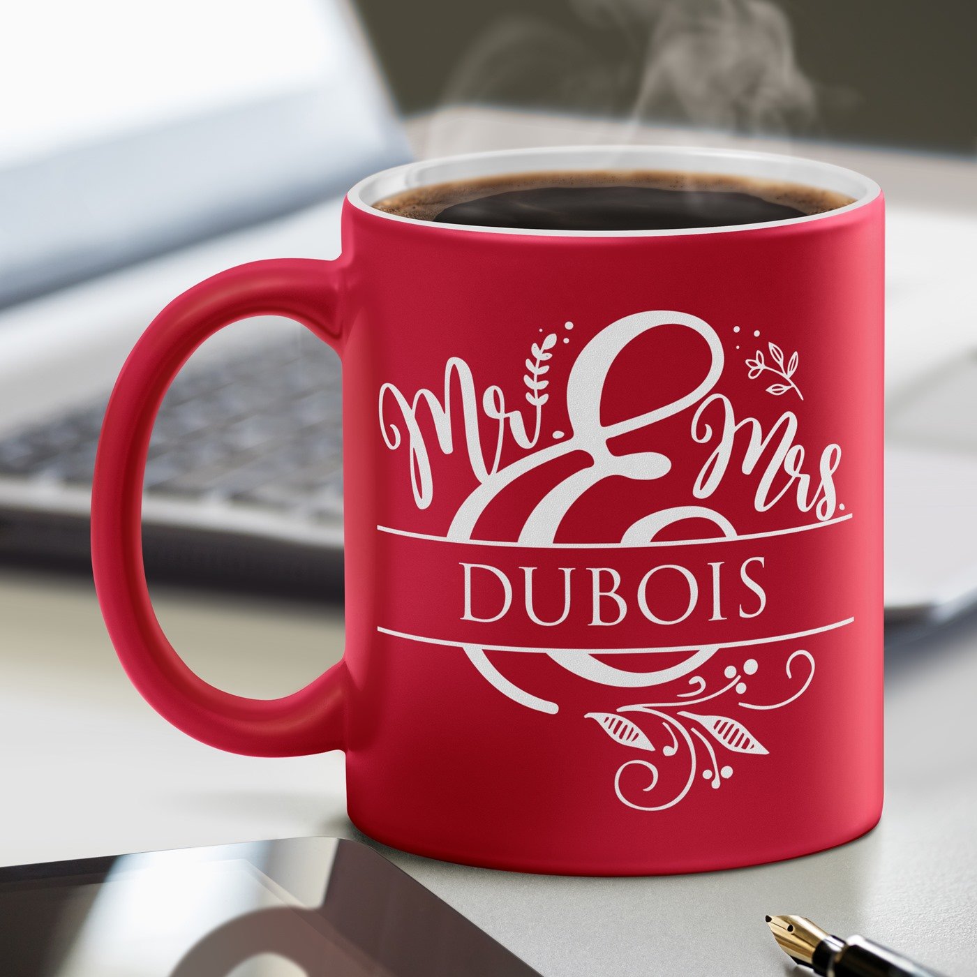 Murrano Red Ceramic Mug with White Base for Couple's Anniversary or Wedding