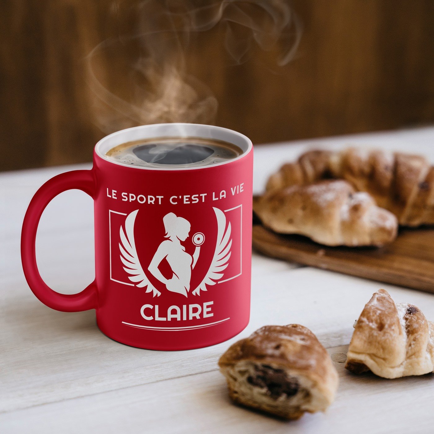 Mug de cerámica Murrano - Rojo con base blanca y personalización