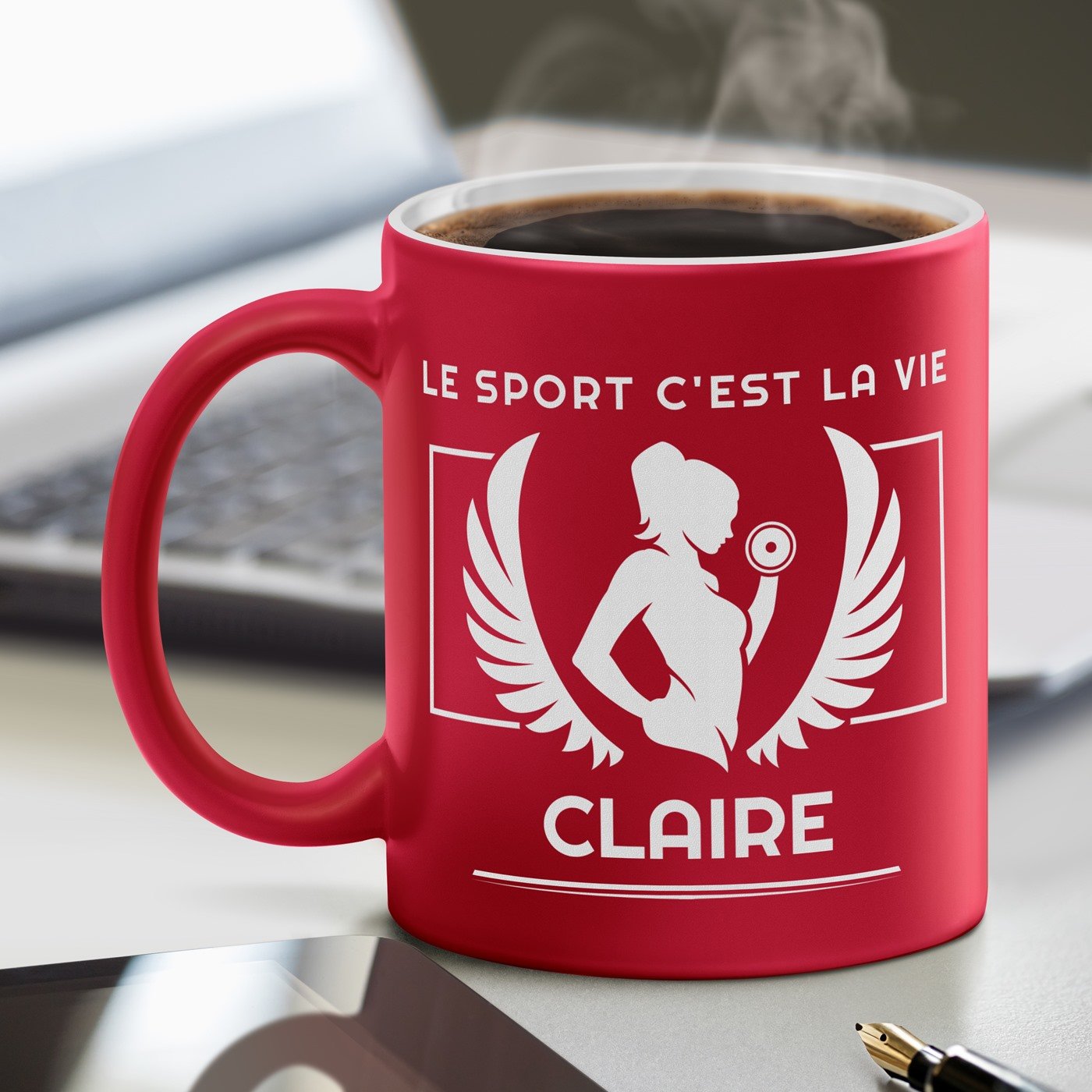 Mug de cerámica Murrano - Rojo con base blanca y personalización