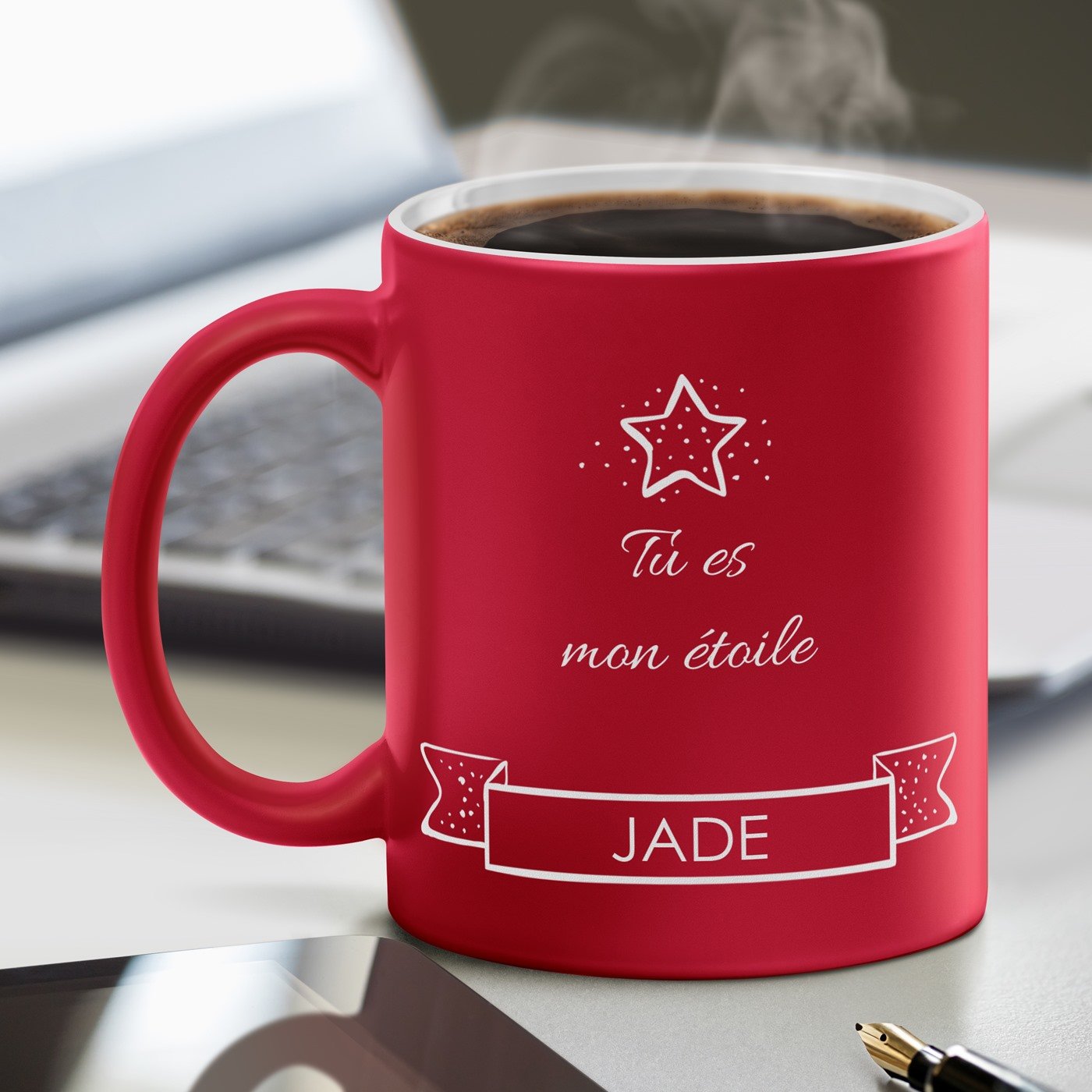 Taza cerámica Murrano con base blanca y grabado personalizado para mujer - Regalo de Navidad y cumpleaños