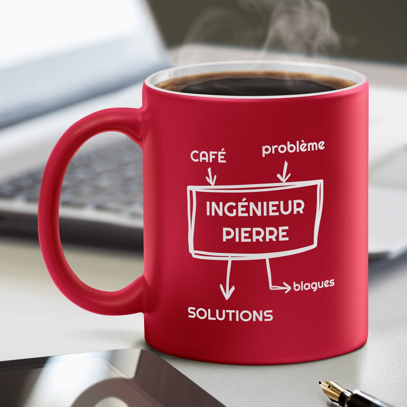 Murrano Ceramic Red Cup with White Base and Customization for Engineer's Birthday